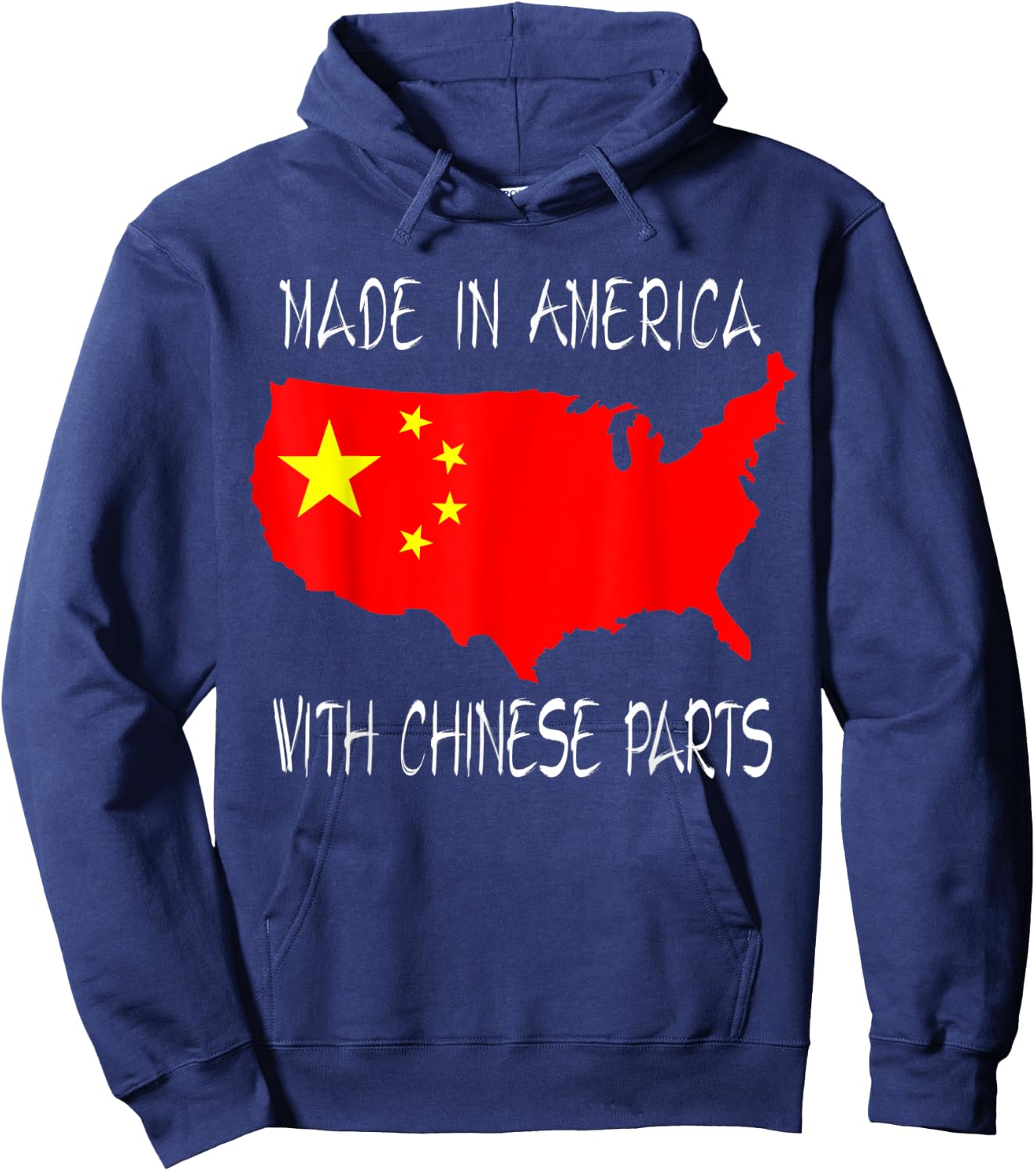 Made In America With Chinese Parts Flag Funny Hoodie - Hoodie | Navy