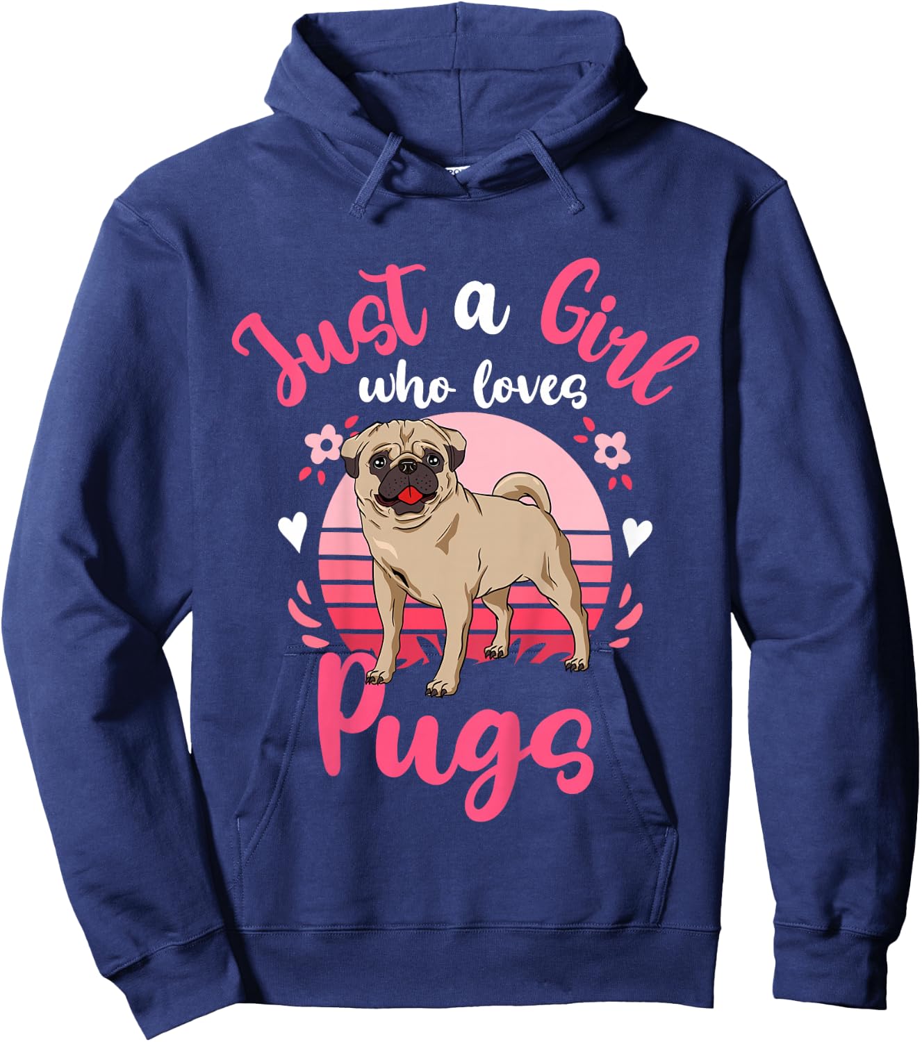 Kids Pug Just a Girl Who Loves Pugs Hoodie - Hoodie | Navy