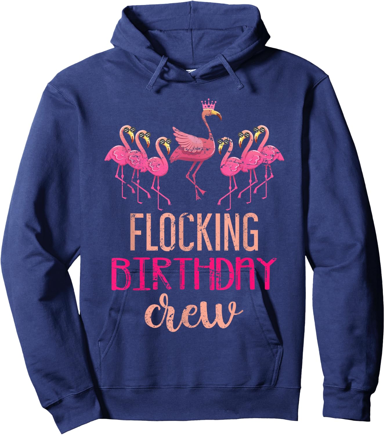 Flocking Birthday Crew Flamingo Hoodie - Hoodie | Navy