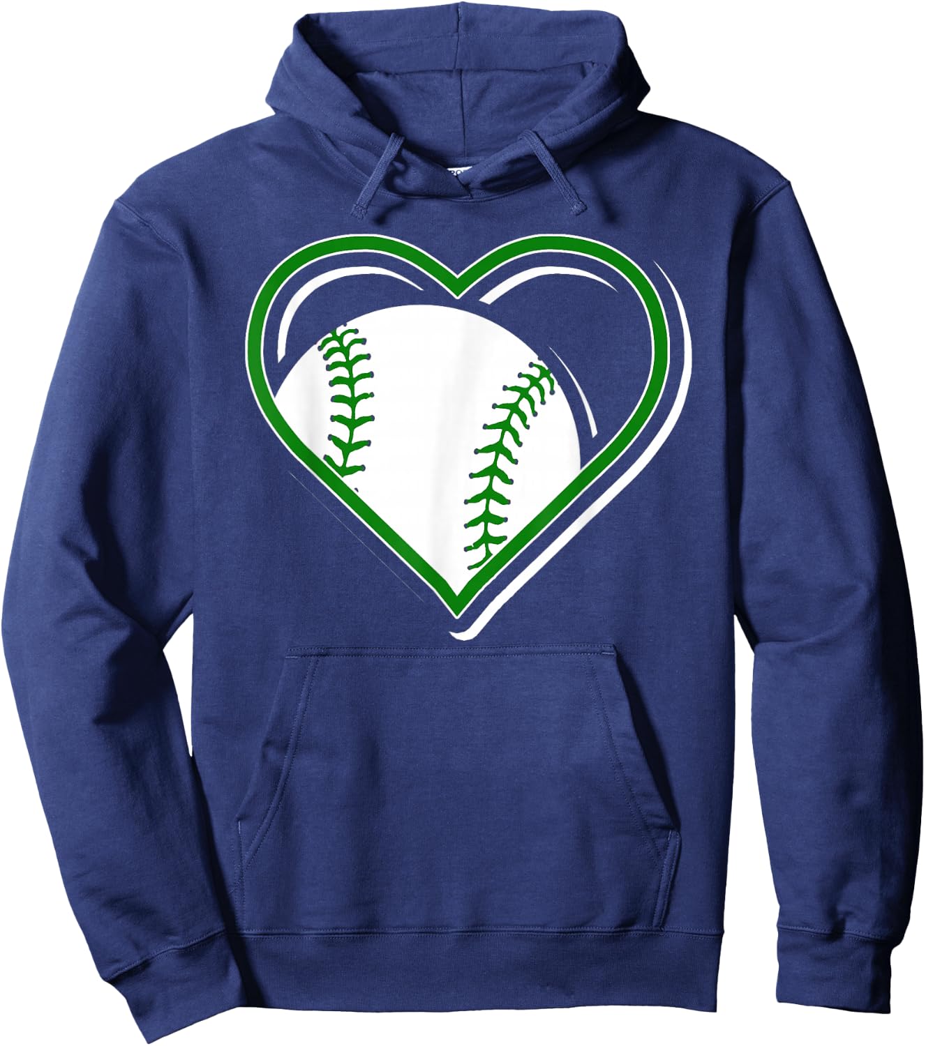 Green Baseball Heart for Baseball Lovers Hoodie - Hoodie | Navy