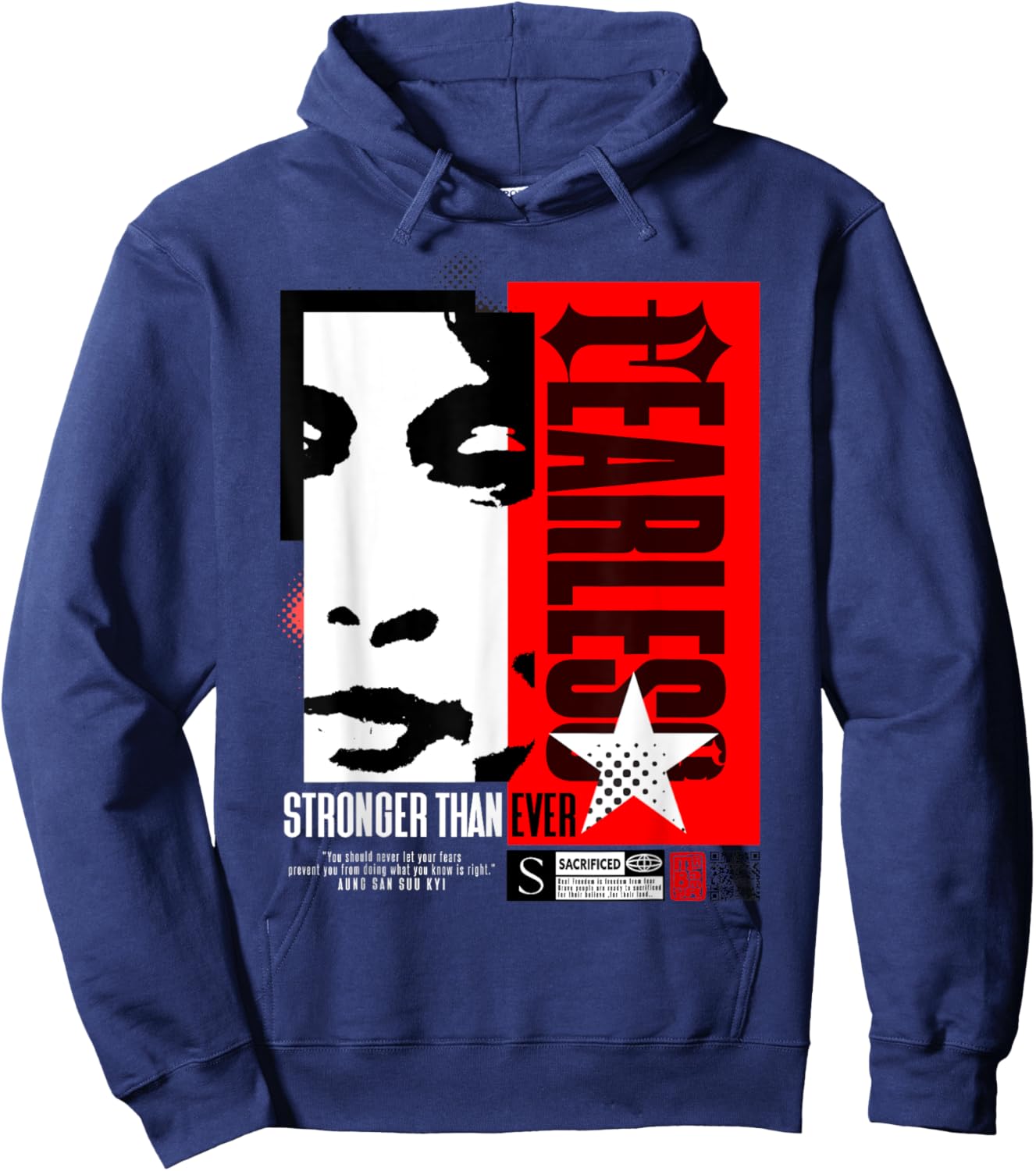 Fearless (Aung San Suu Kyi's Quote) Hoodie - Hoodie | Navy