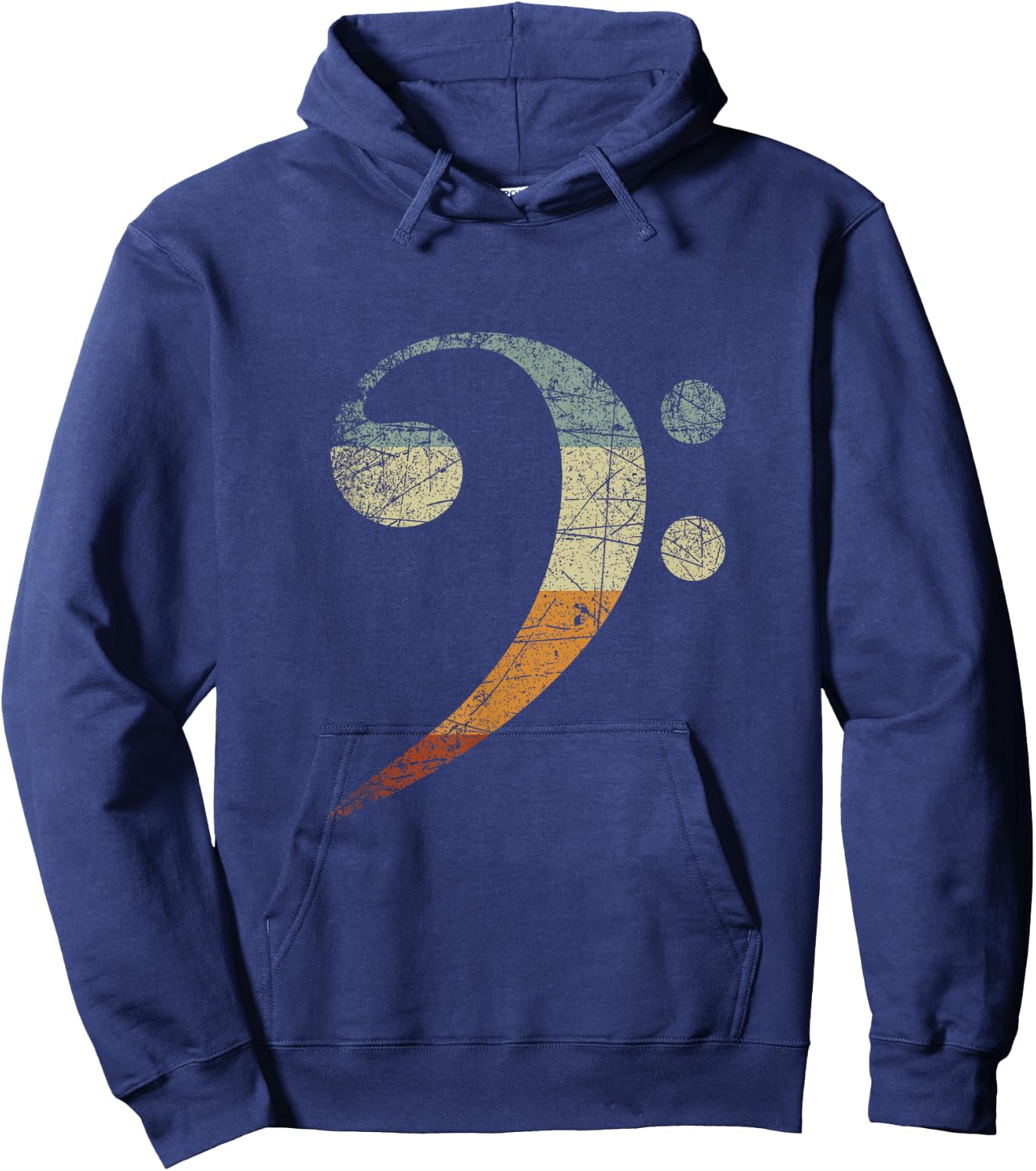 Treble Clef Retro Bass Clef Hoodie - Hoodie | Navy