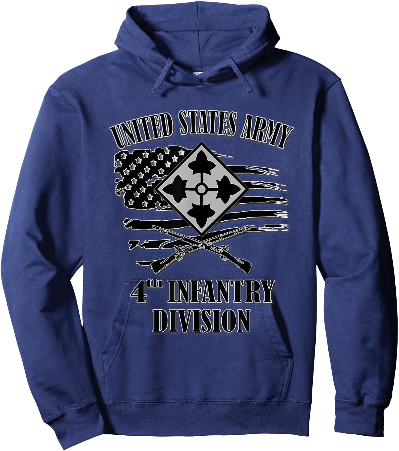 U.S. Army 4th Infantry Division (Front Design) Hoodie - Hoodie | Navy