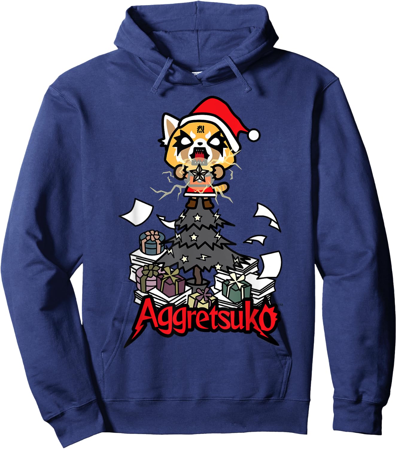 Aggretsuko Metal Christmas Tree Hoodie - Hoodie | Navy