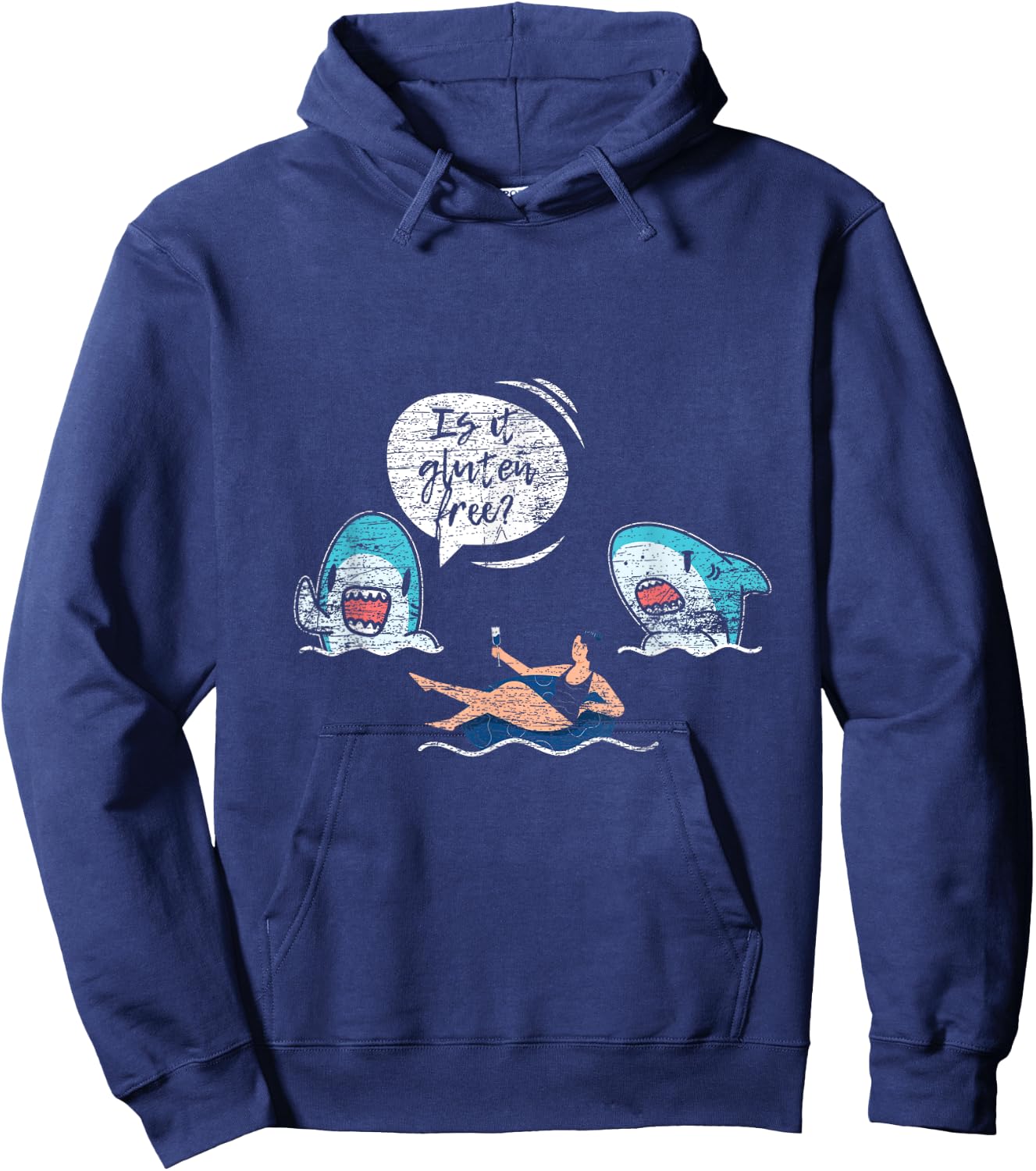 Funny Sharks Gluten Free Hoodie - Hoodie | Navy