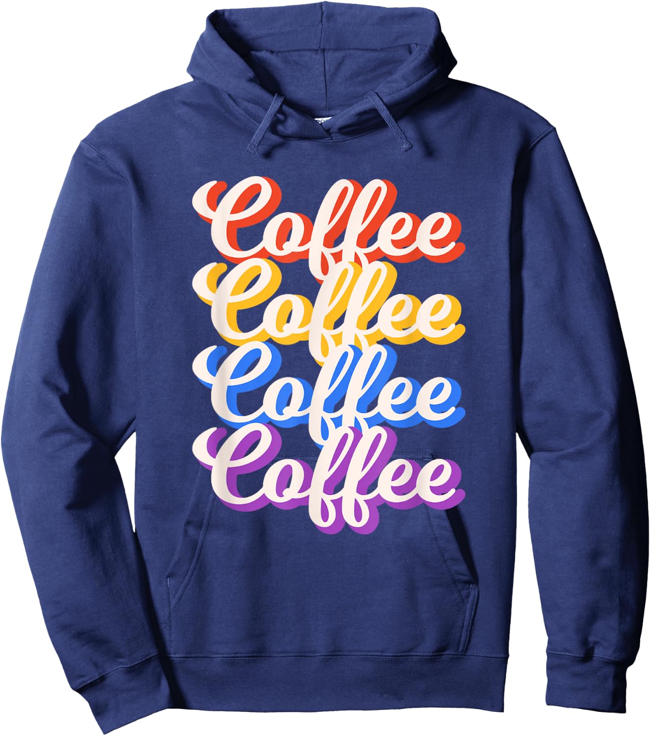Coffee Coffee Coffee Coffee Graphical Letters Hoodie - Hoodie | Navy