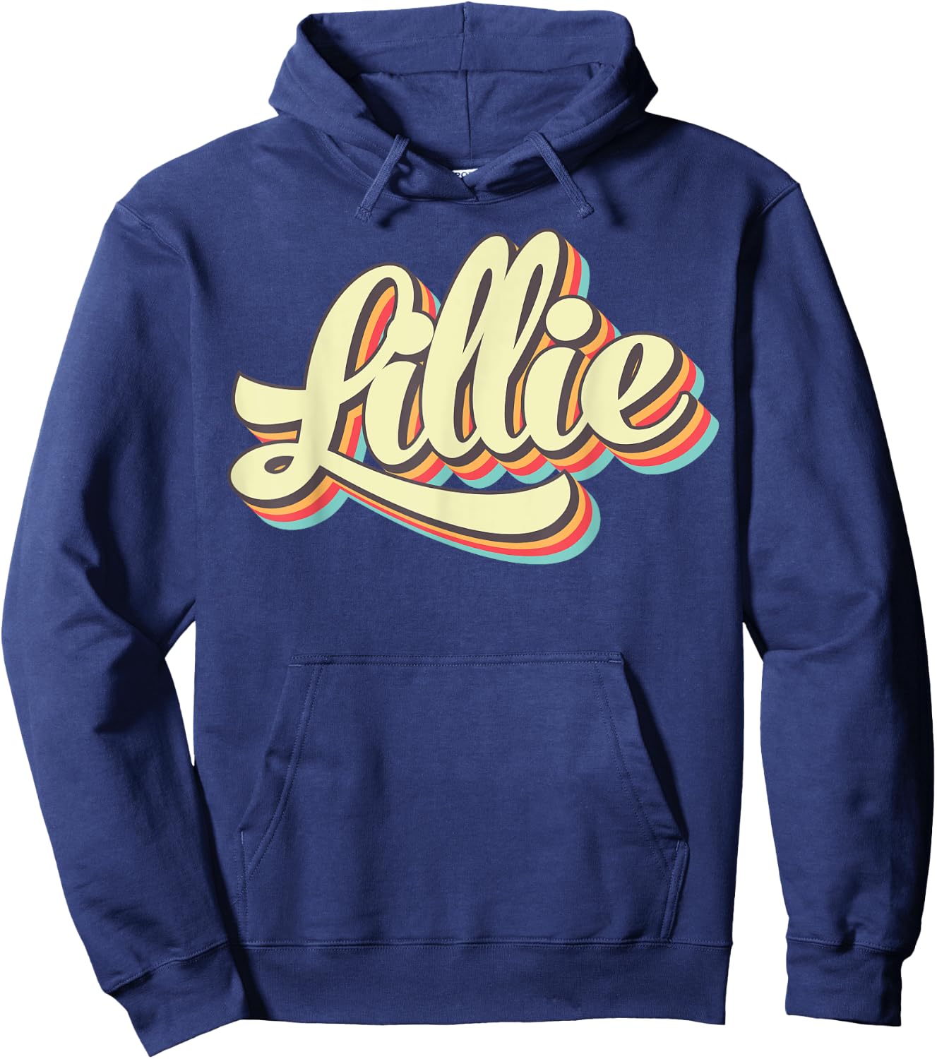 Lillie Retro Art Baseball Font Vintage Hoodie - Hoodie | Navy