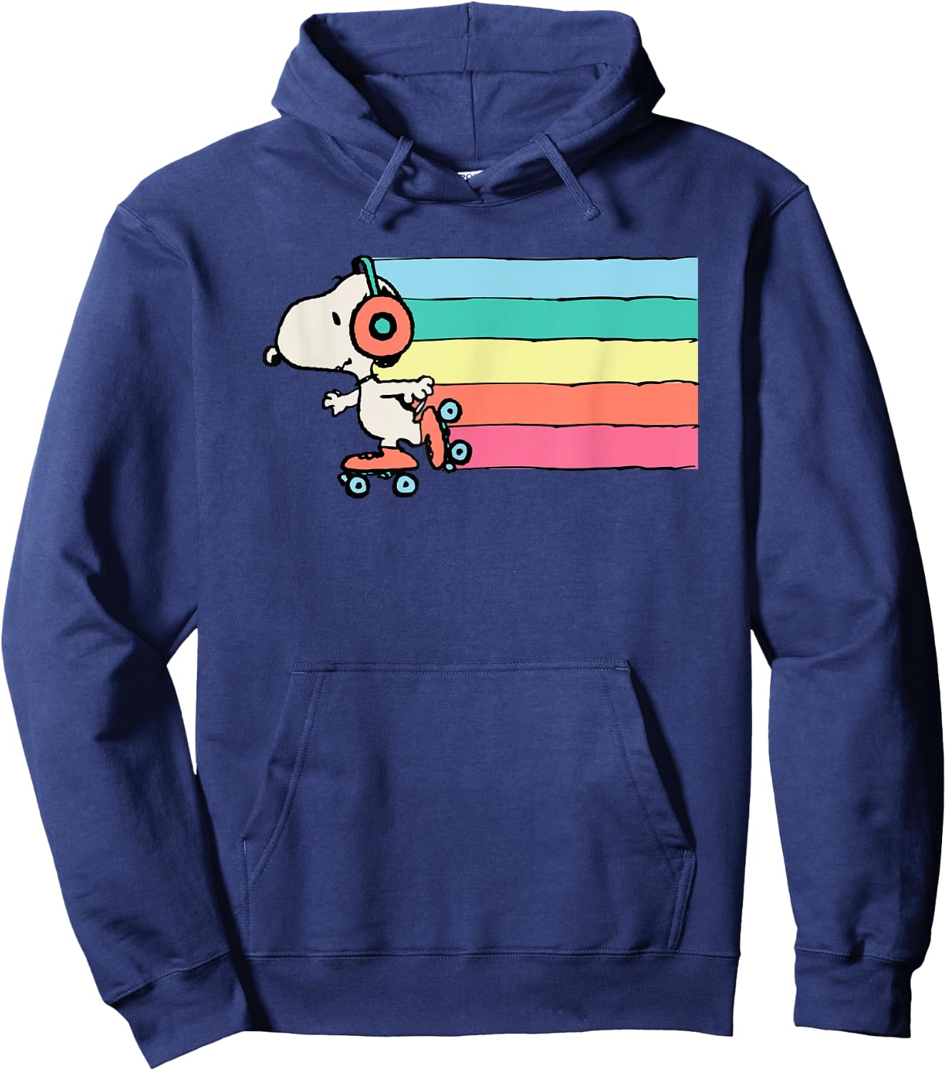 Peanuts Snoopy Roller Skating Rainbow Hoodie - Hoodie | Navy