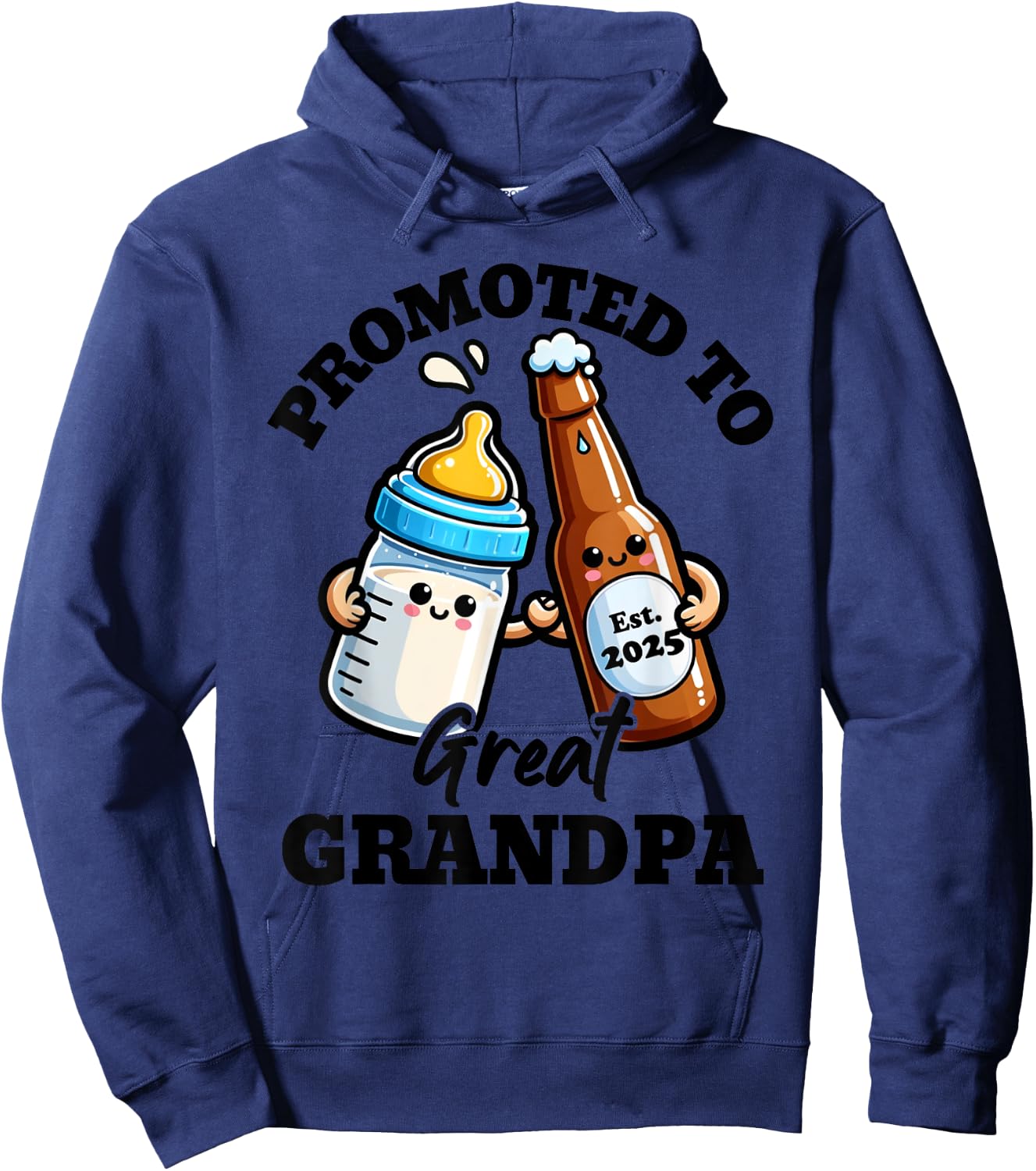Promoted To Great Grandpa Est. 2025 Hoodie - Hoodie | Navy