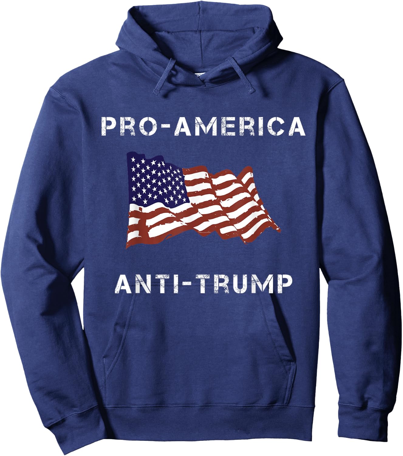 Pro-America Anti-Trump American USA Flag Hoodie - Hoodie | Navy