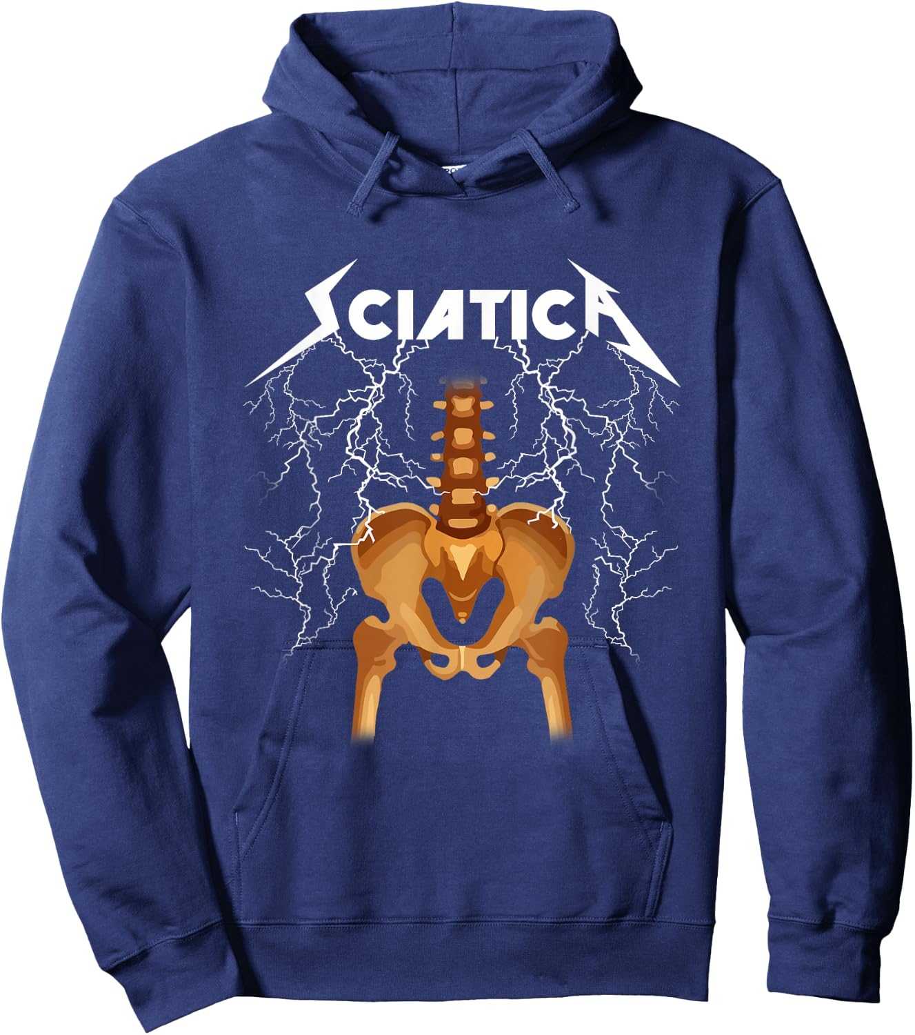 Sciatica Skeleton Nerve Rock Humour Hoodie - Hoodie | Navy
