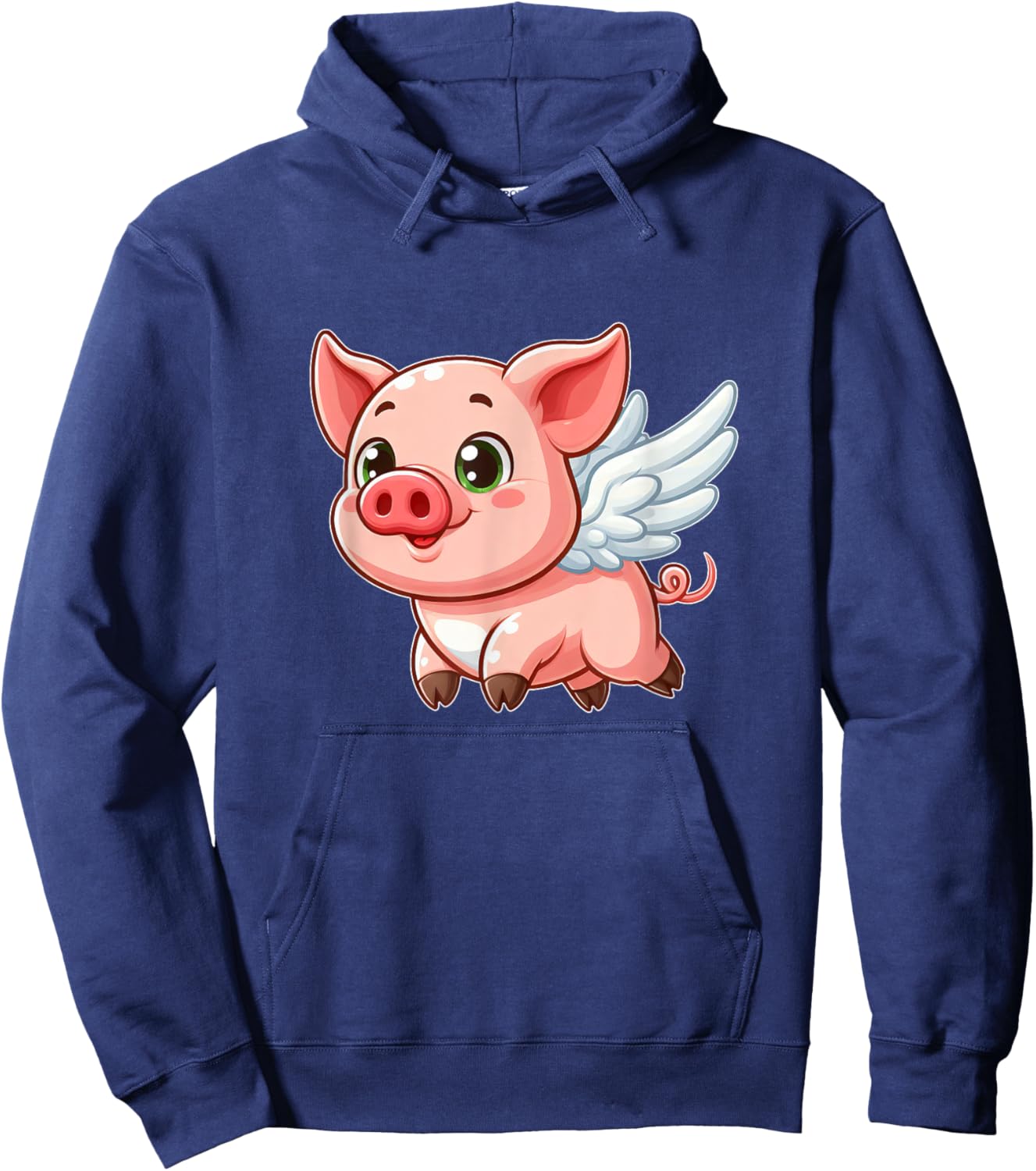 Cute Cartoon Pig Angel with Wings Halo Farmer Hoodie - Hoodie | Navy