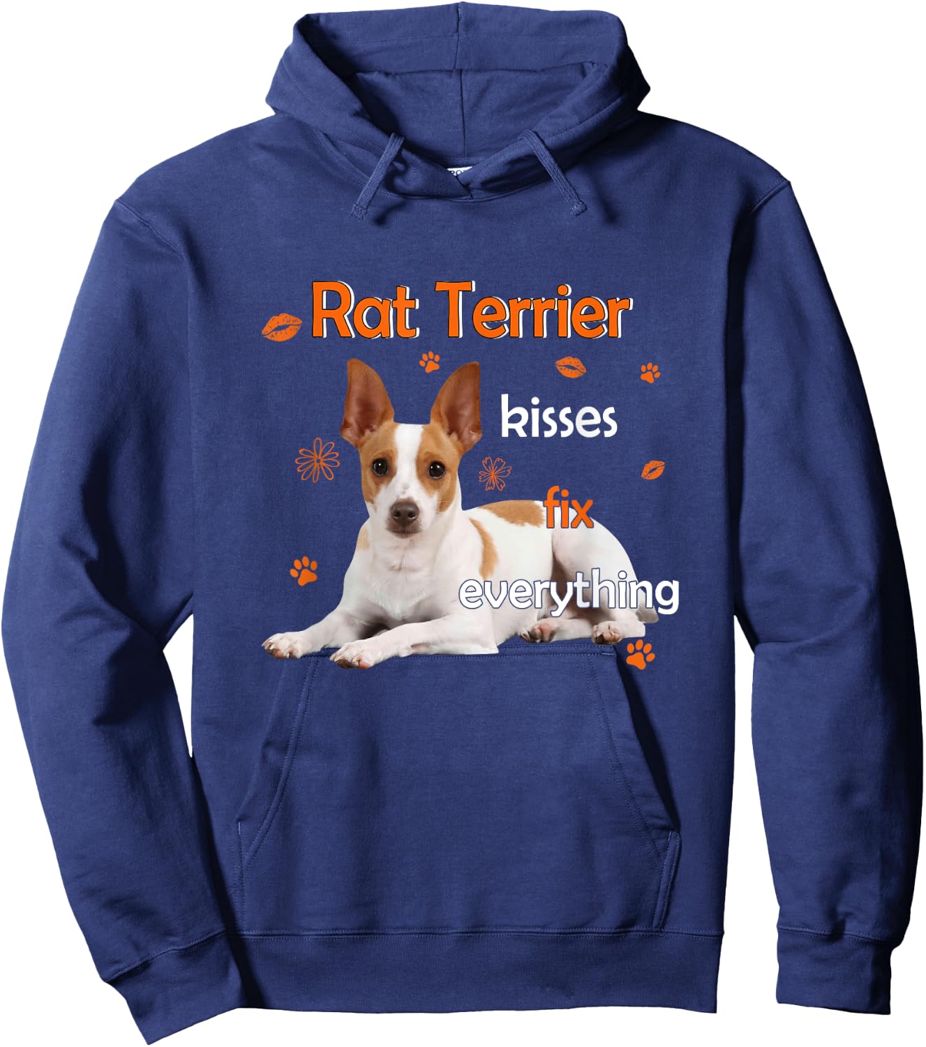 Rat Terrier Kisses Fix Everything Hoodie - Hoodie | Navy