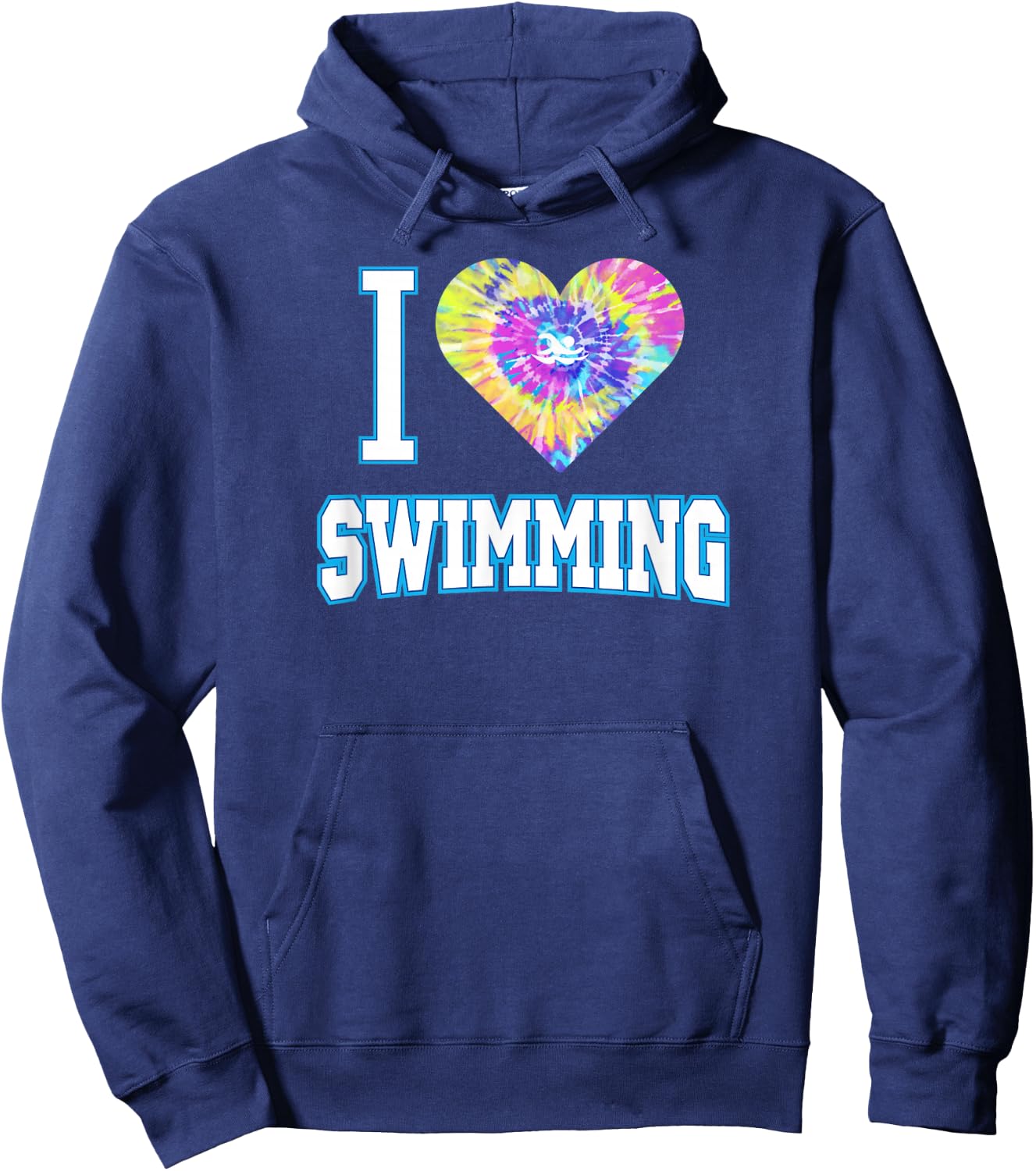 I Love Swimming Tie Dye Heart Hoodie - Hoodie | Navy