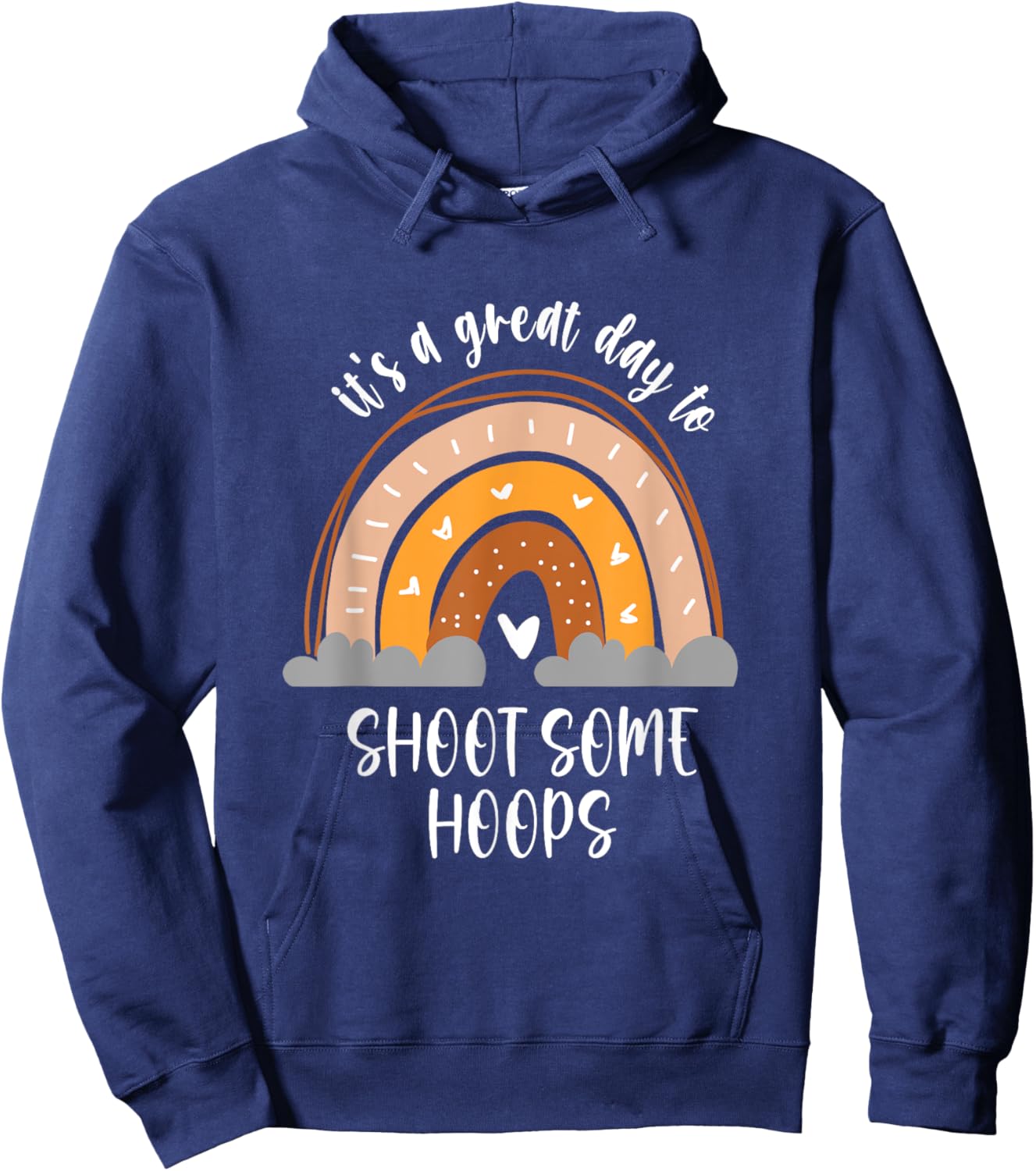 Basketball shoot hoops Boho Kids Heart Rainbow Hoodie - Hoodie | Navy