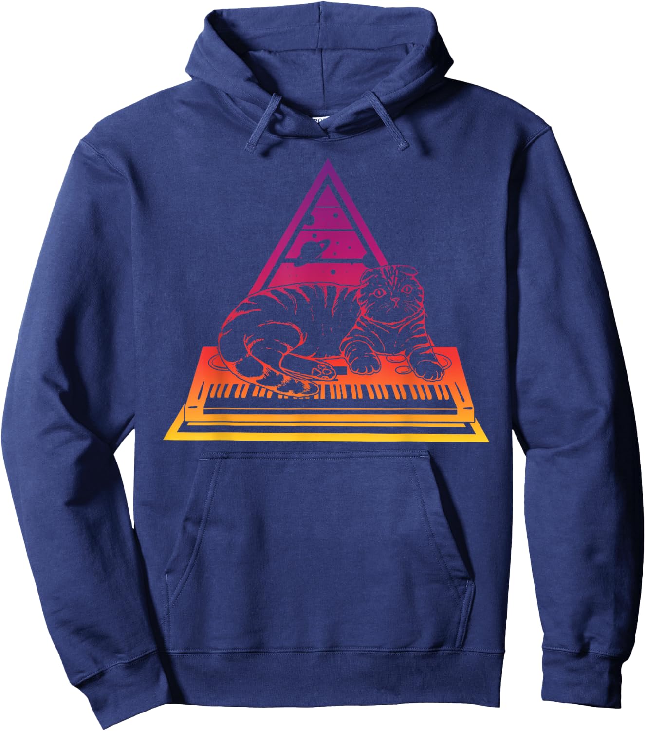 Techno Synth Analogue Cat Synthesiser Men Women Hoodie - Hoodie | Navy