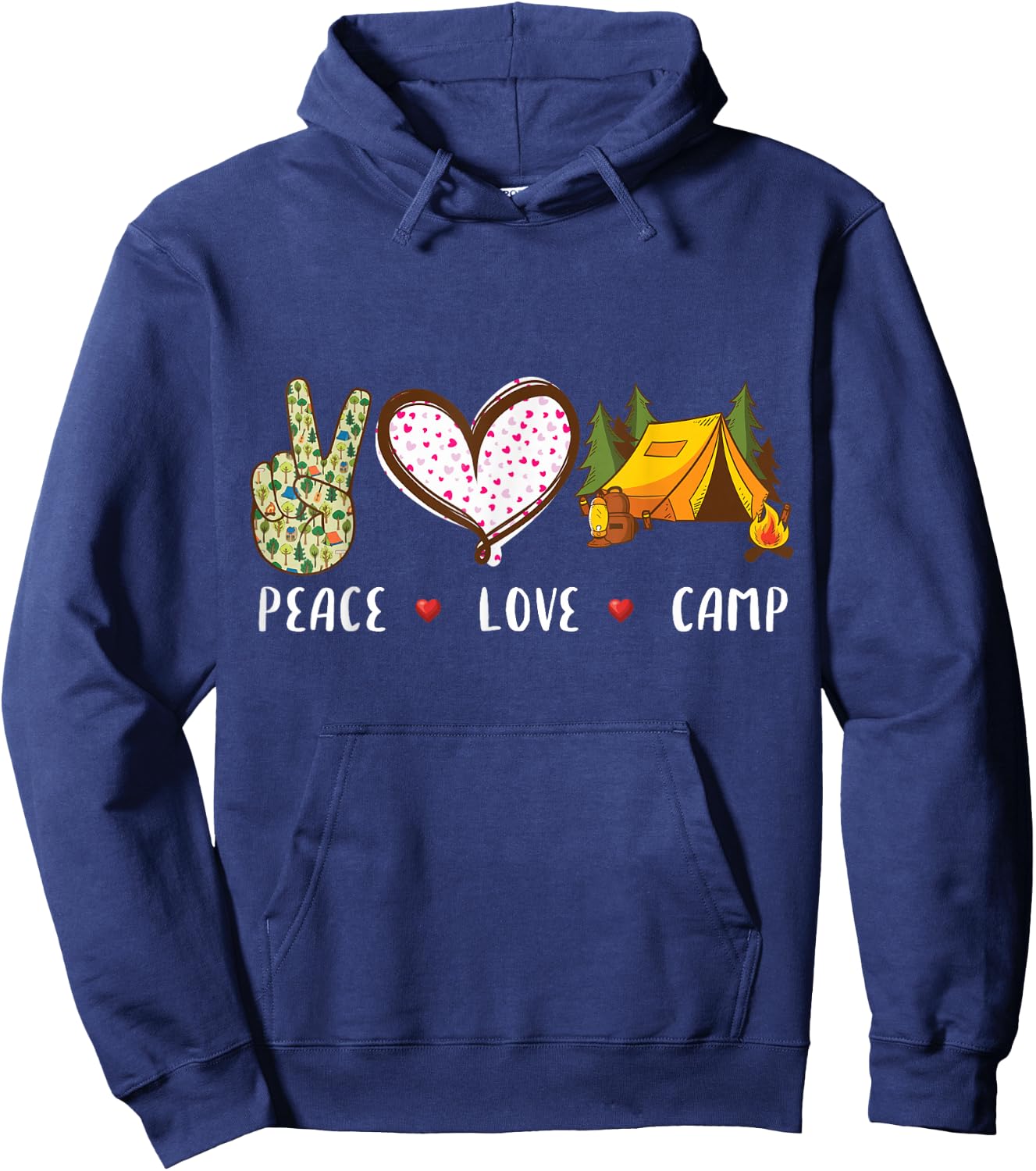 Peace love camp gift women kids camping campers Hoodie - Hoodie | Navy
