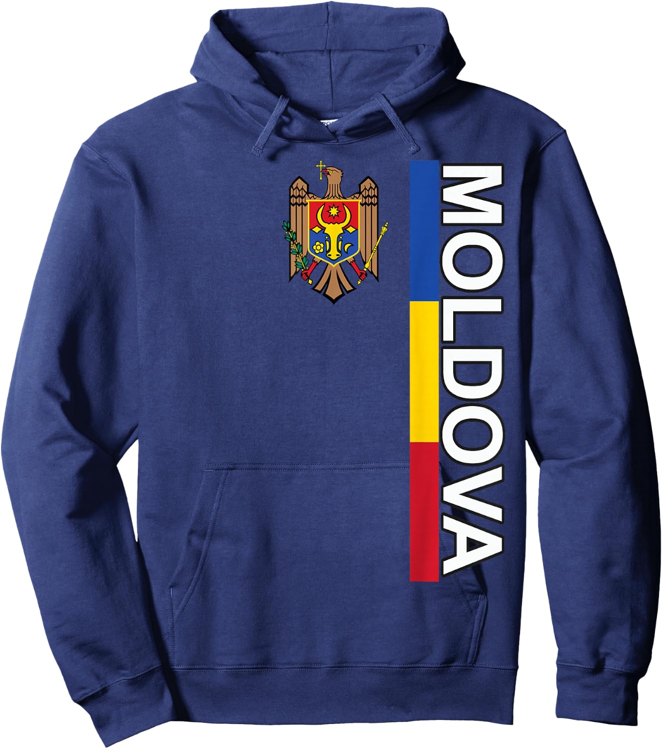 Moldovan Flag Left with Moldova Emblem Hoodie - Hoodie | Navy