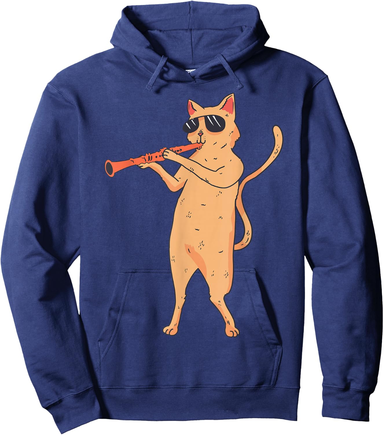 Cat Playing The Clarinet Gift kitty lover Hoodie - Hoodie | Navy