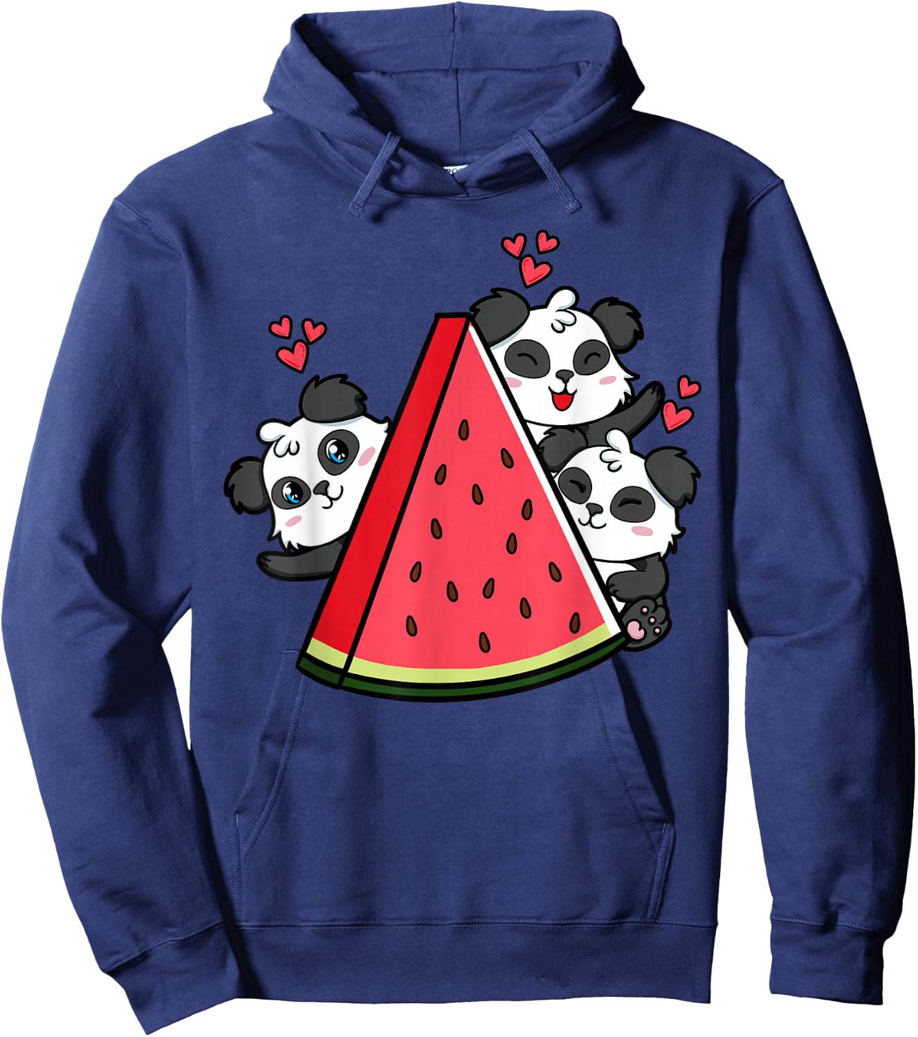 Panda Bear Watermelon Lover Summer Fruit Slice Hoodie - Hoodie | Navy