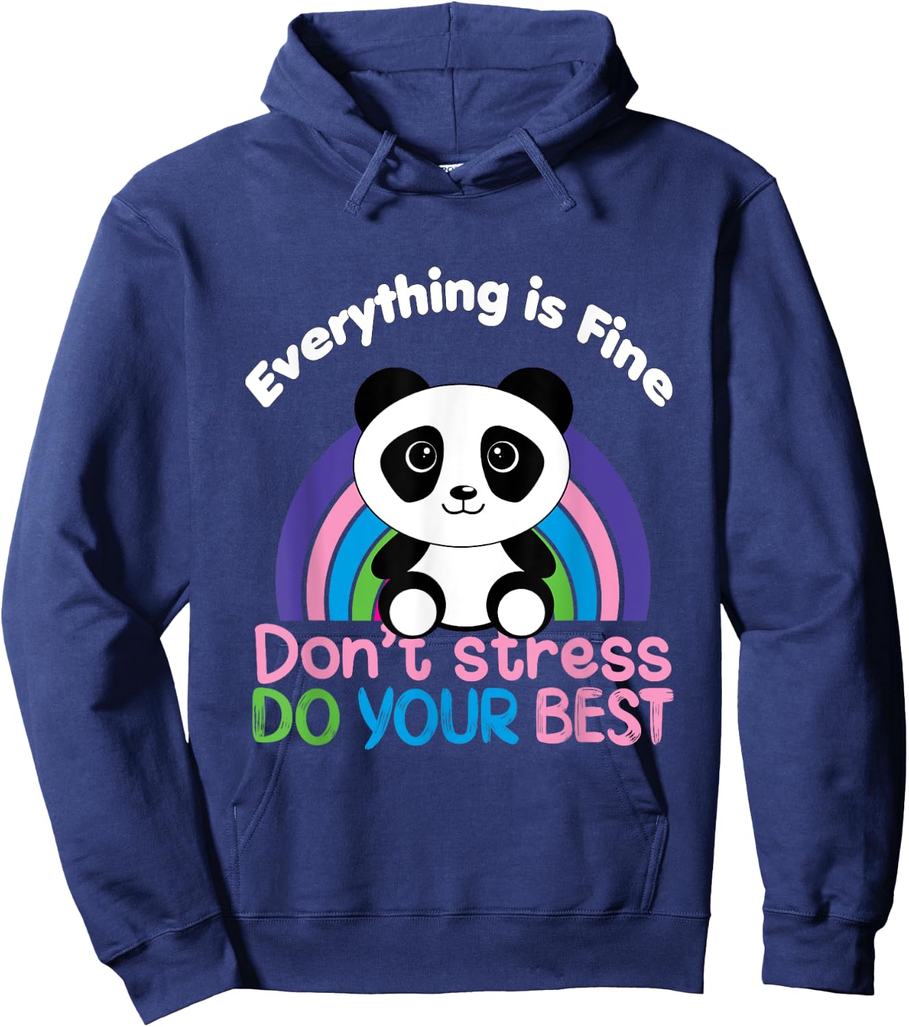 Funny Zen Panda, Everything is Fine, Panda mood Hoodie - Hoodie | Navy