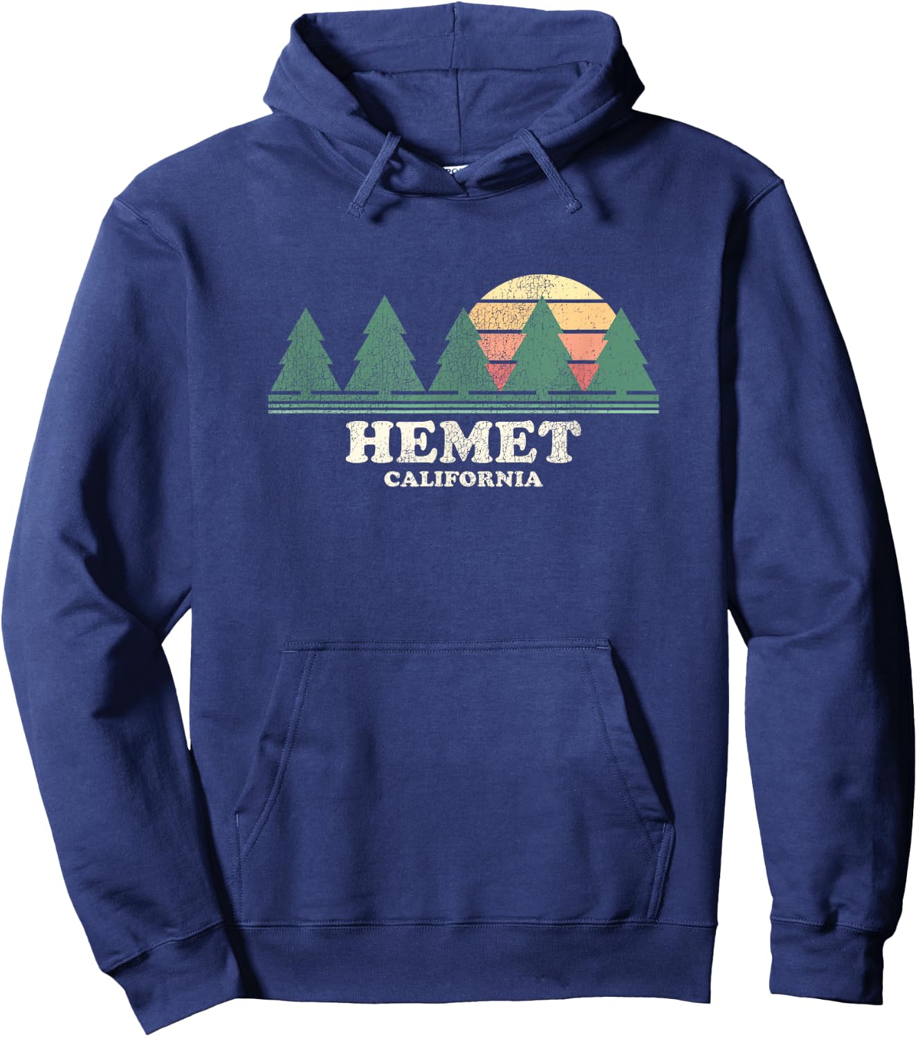 Hemet CA Vintage Throwback Retro 70s Design Hoodie - Hoodie | Navy