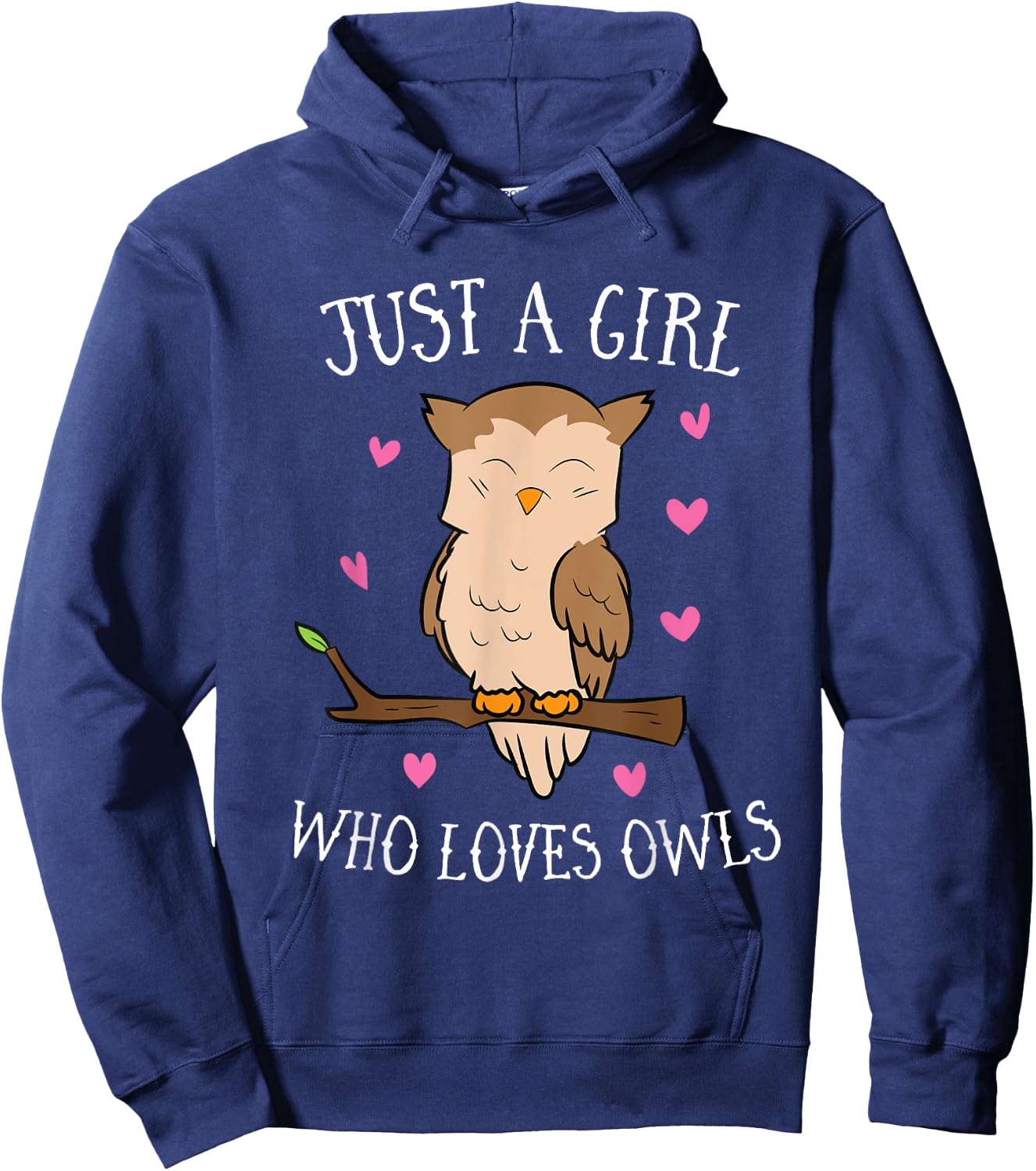 Just a Girl Who Loves Owls Cute Owl Girl Hoodie - Hoodie | Navy