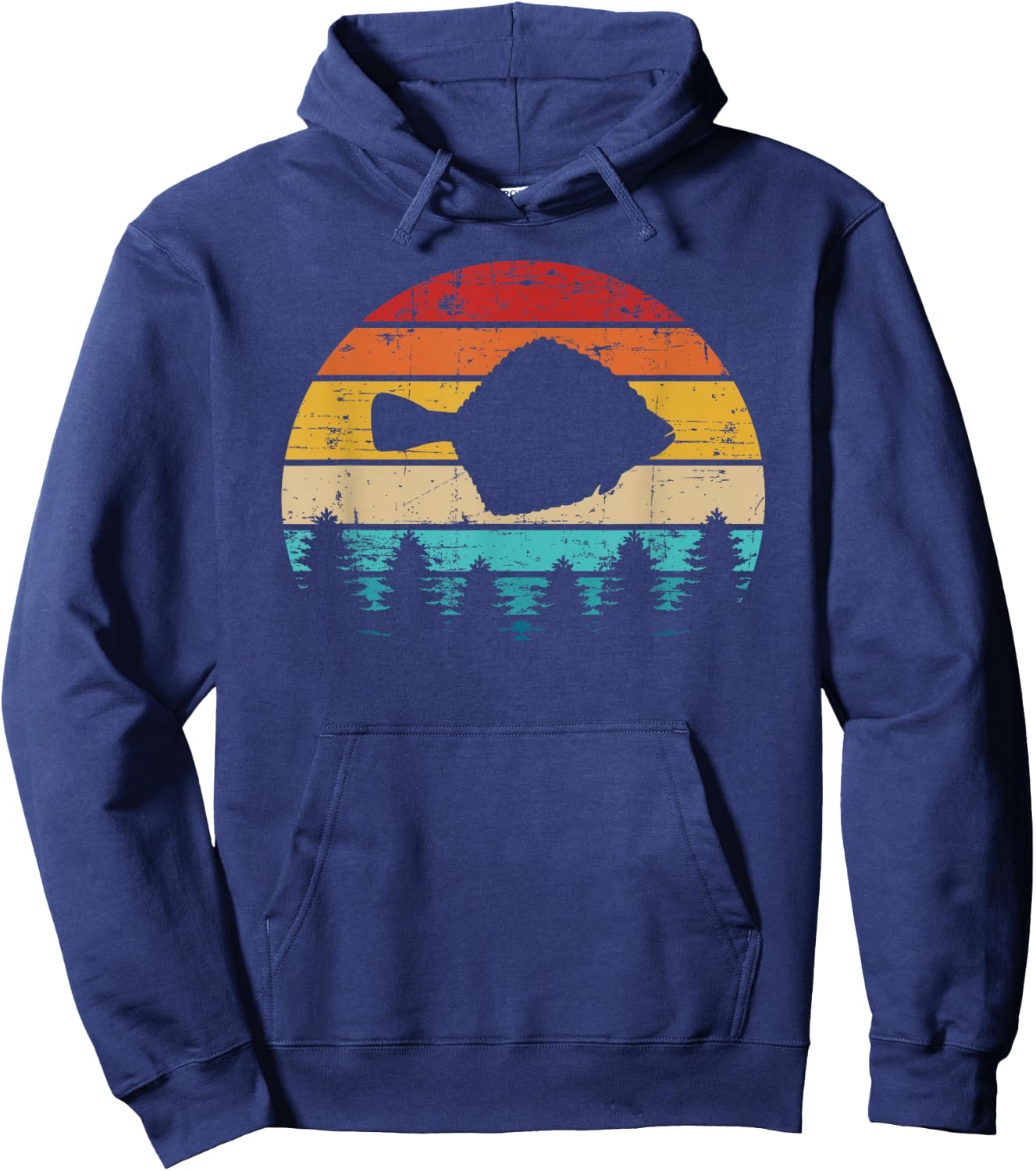 Flounder Fishing Vintage Retro Hoodie - Hoodie | Navy