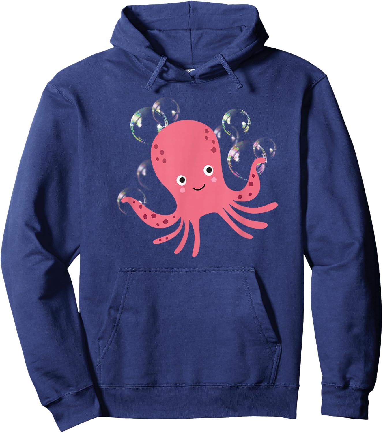 Cute Octopus Shirts Pink Octopus with Bubbles Hoodie - Hoodie | Navy