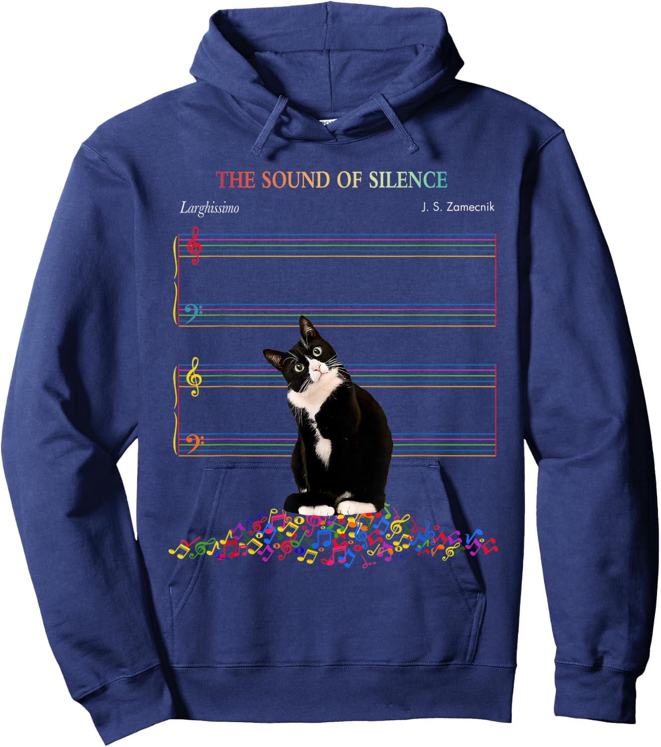 Cute Cat The Sound Of Silence Hoodie - Hoodie | Navy