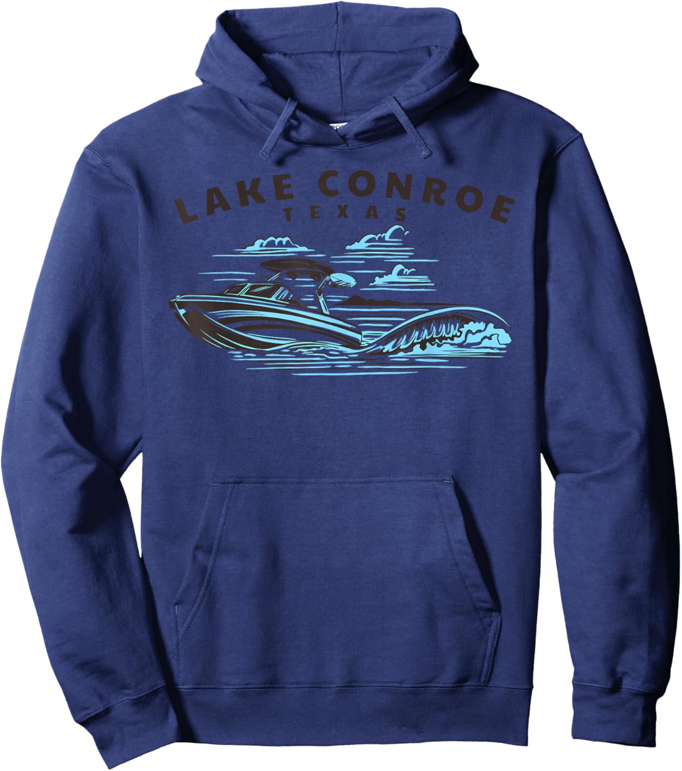 Lake Conroe, Texas Wakeboarding Wakesurfing Hoodie - Hoodie | Navy