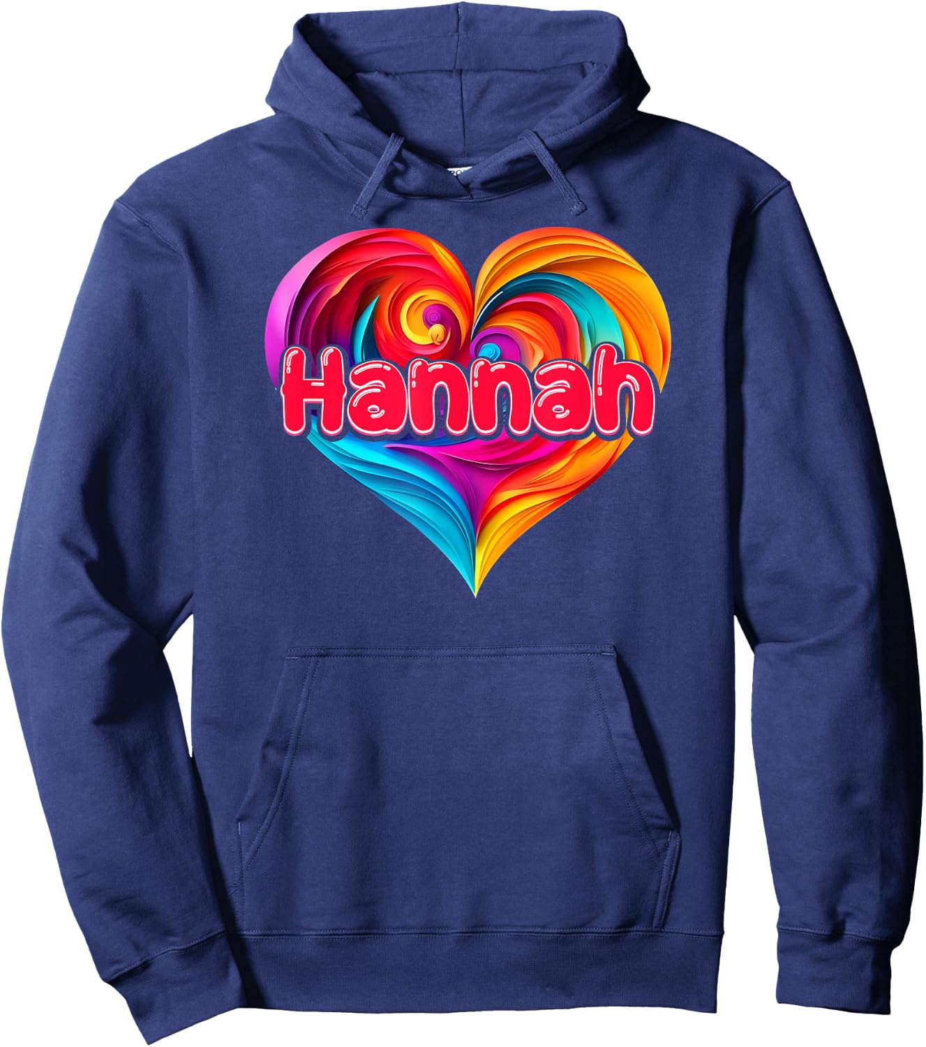I Heart Love Hannah First Name Colorful Named Hoodie - Hoodie | Navy