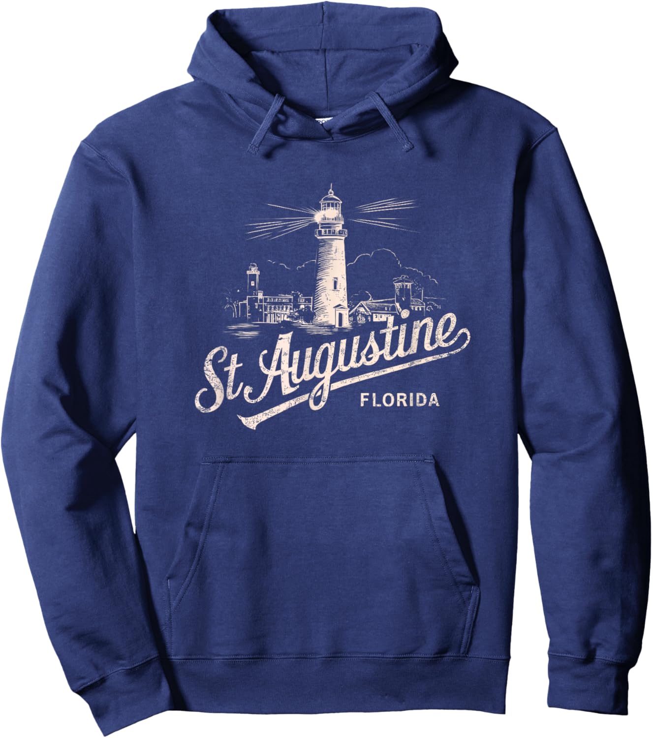 St Augustine Florida Lighthouse Vintage Artwork Hoodie - Hoodie | Navy
