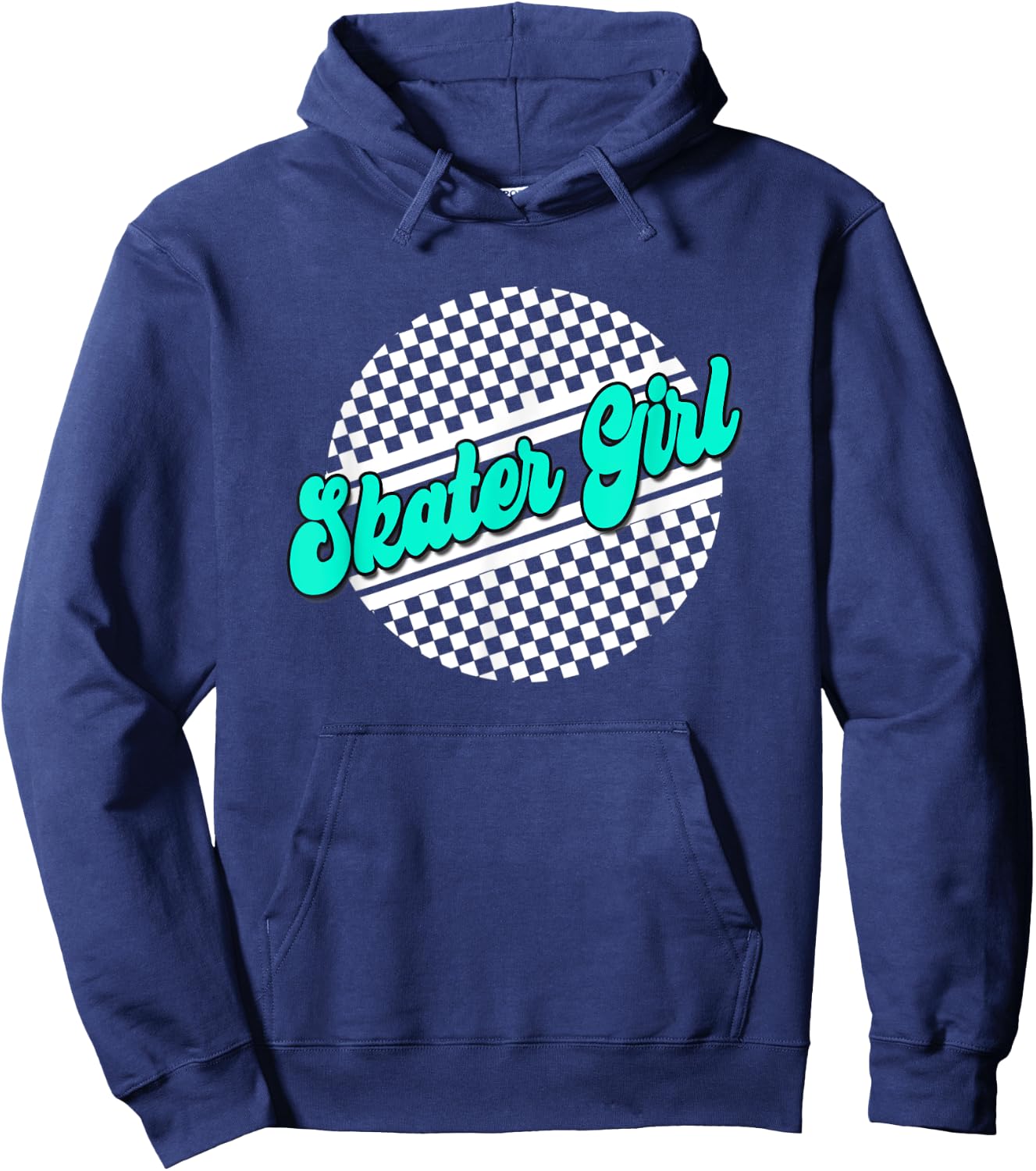 Skater Girl Checkered Skate Wear Blue & White Hoodie - Hoodie | Navy