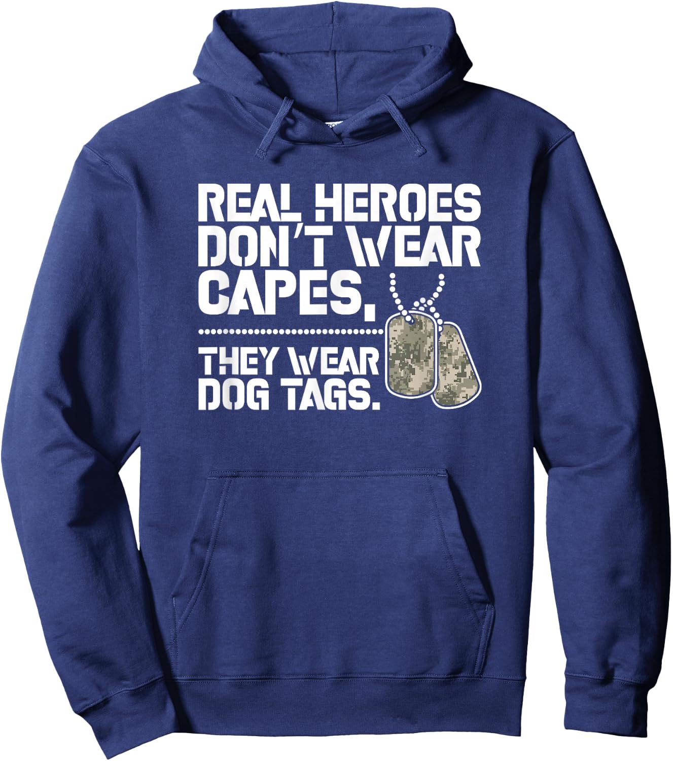 Heroes Dont Wear Capes They Wear Dog Tags Hoodie - Hoodie | Navy