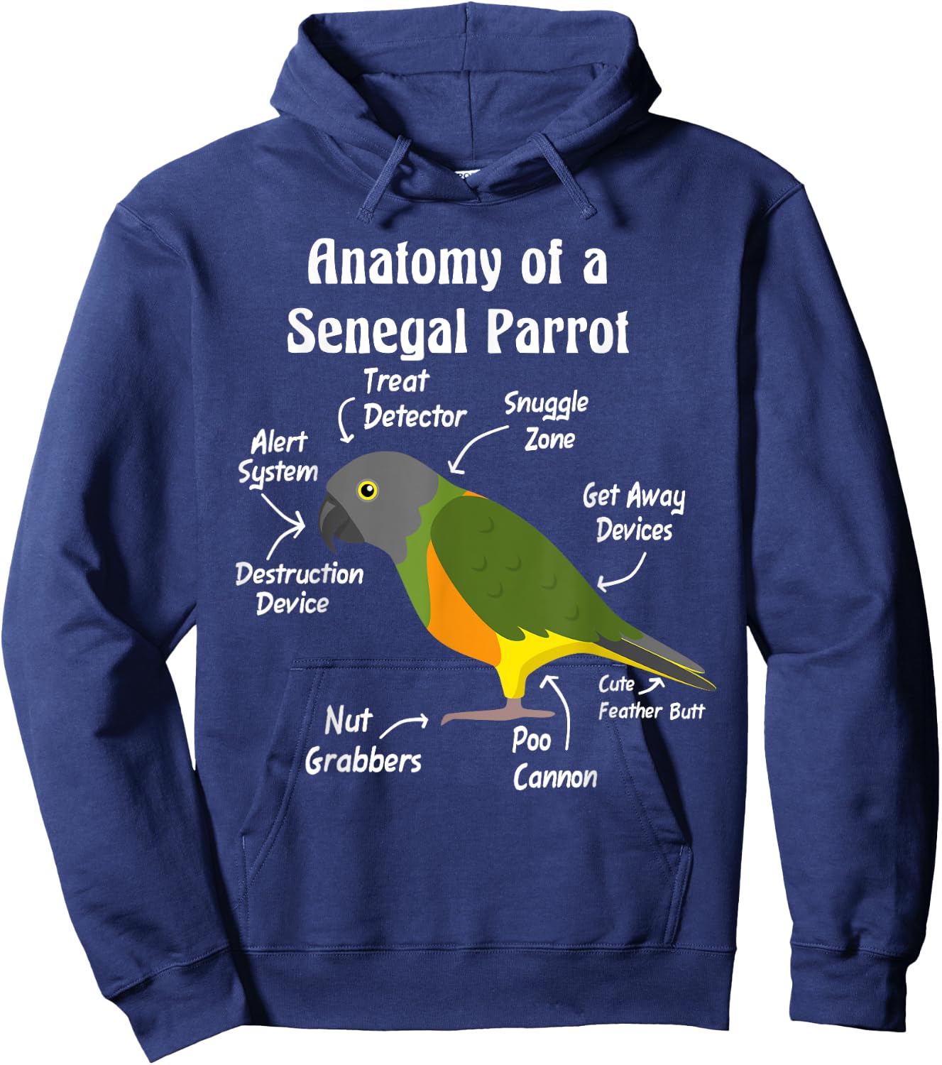 Anatomy of a Senegal Parrot Hoodie - Hoodie | Navy