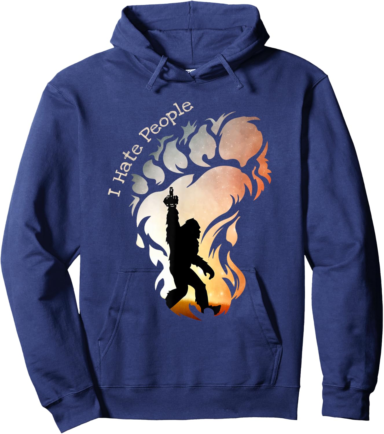 I Hate People Bigfoot Funny Camping Hoodie - Hoodie | Navy