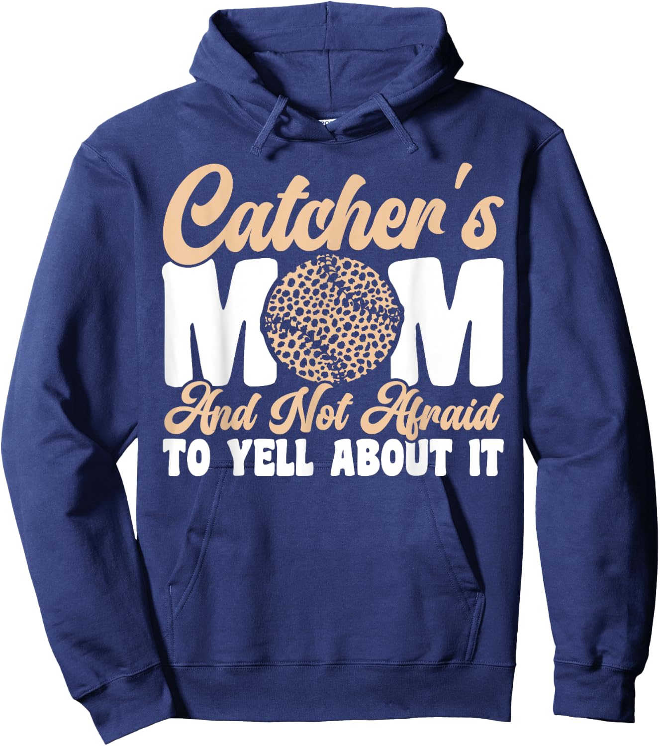 Baseball Mom Catcher's Mom Leopard Softball Mom Hoodie - Hoodie | Navy