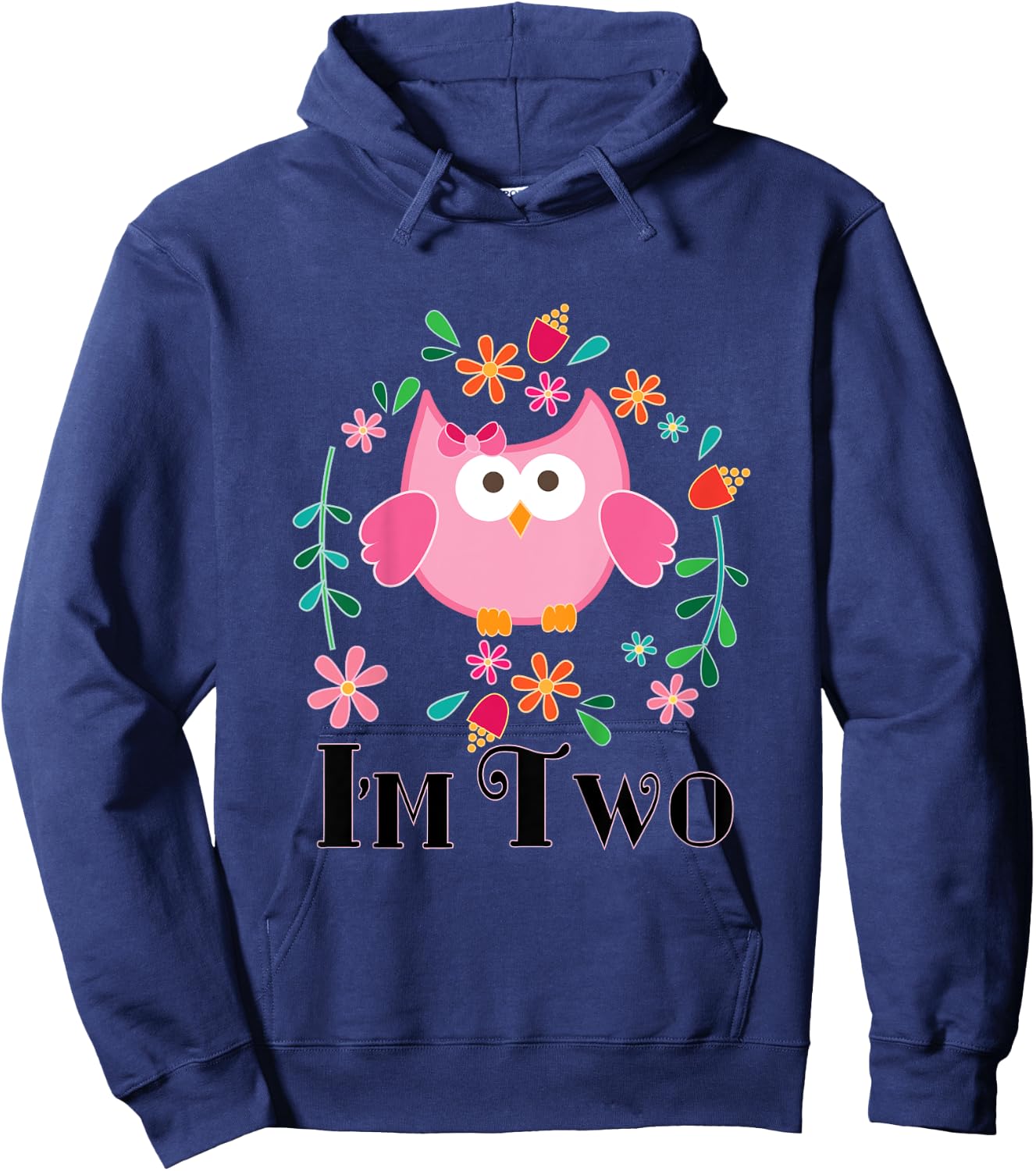Kids 2nd Birthday Cute Owl 2 Year Old Girl Hoodie - Hoodie | Navy