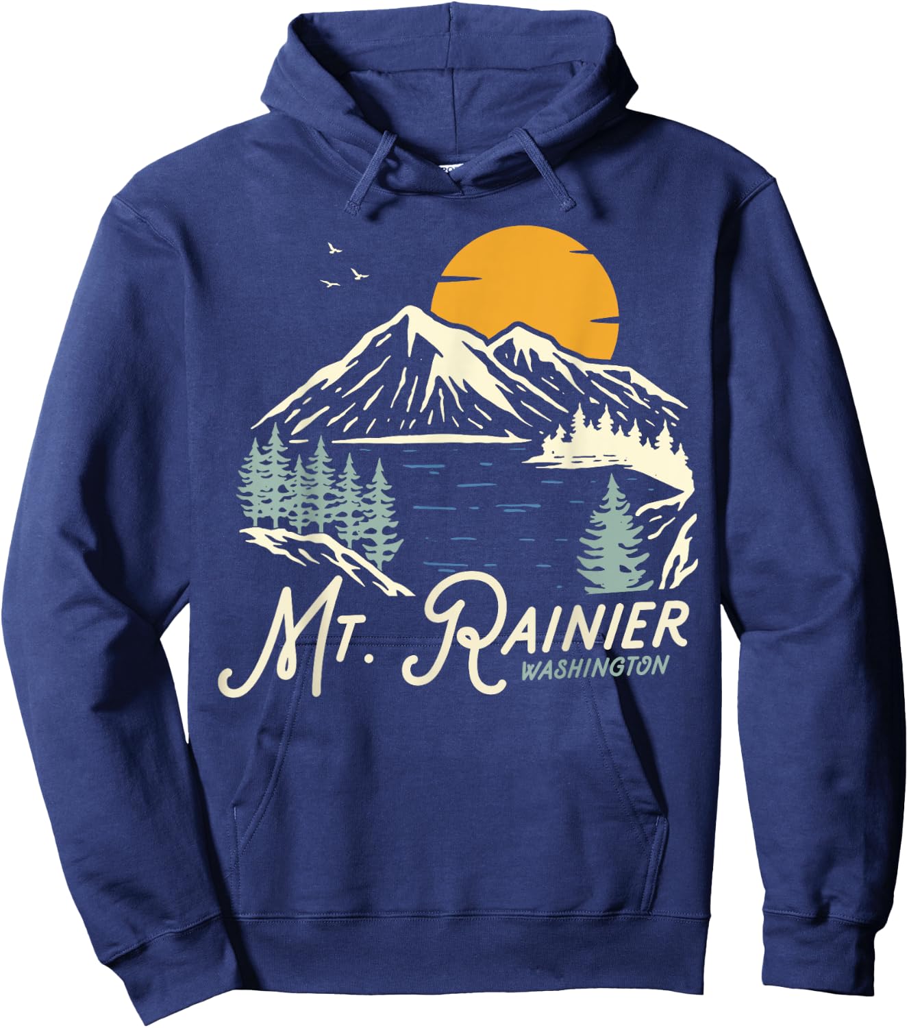Mt Rainier Washington, Outdoors, WA Vacation Hoodie - Hoodie | Navy