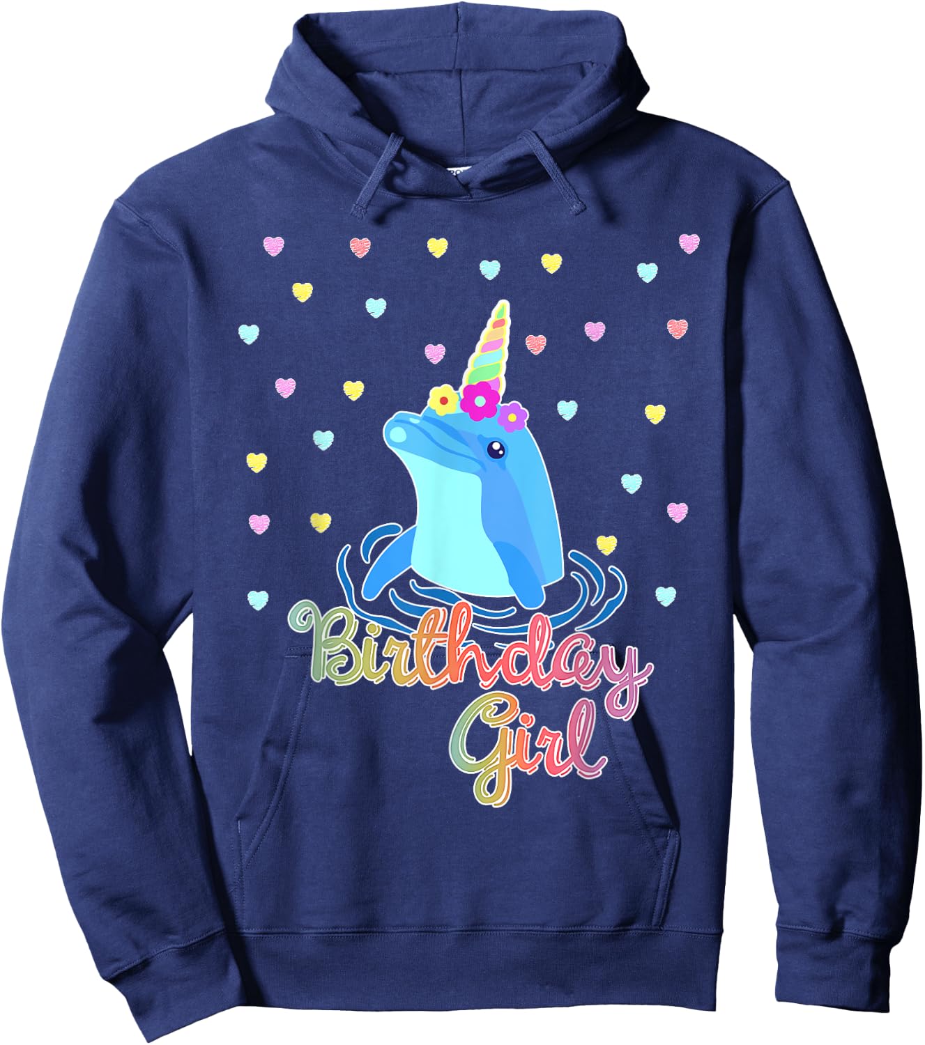 Dolphin Unicorn Birthday Party Outfit Hoodie - Hoodie | Navy