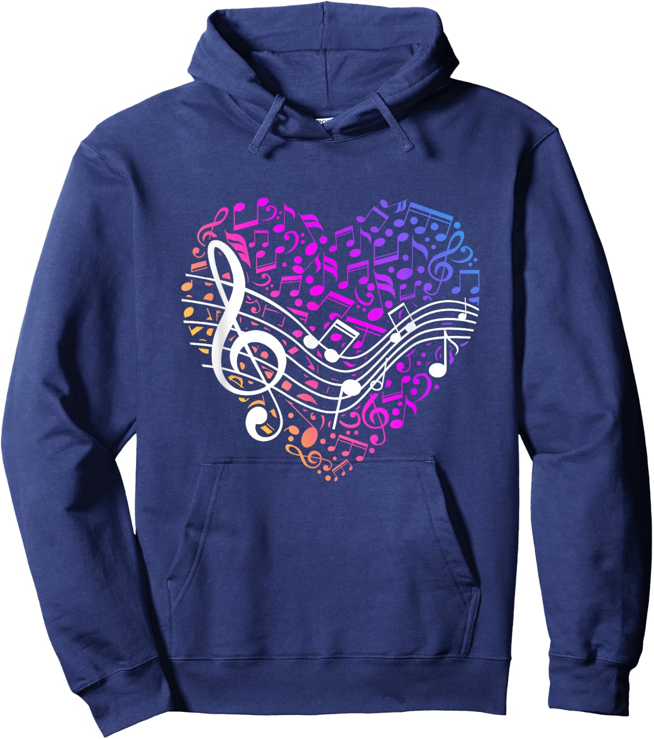 Music Heart Gift Valentine's Day Treble Clef Hoodie - Hoodie | Navy