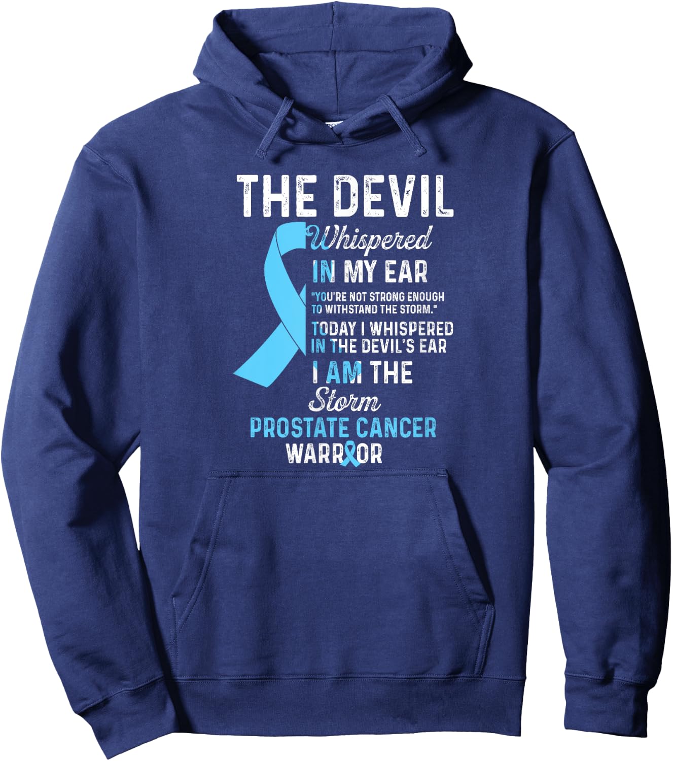 Prostate Cancer Warrior I Blue ribbon Hoodie - Hoodie | Navy