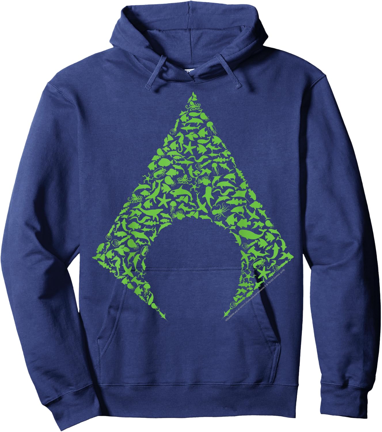 DC Comics Aquaman Fish & Sharks Arrow Hoodie - Hoodie | Navy