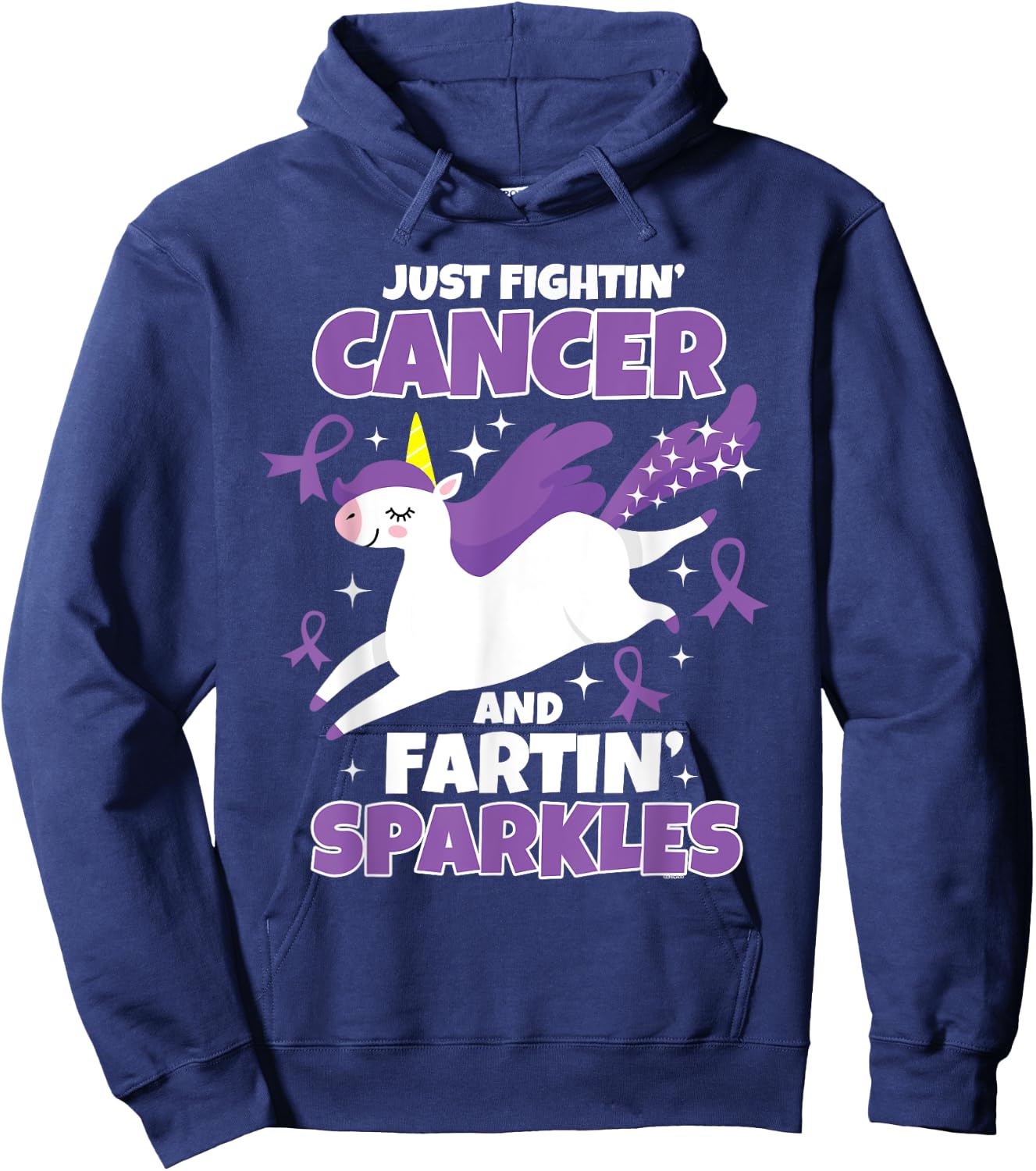 Cancer Funny Unicorn Farting Sparkles Hoodie - Hoodie | Navy