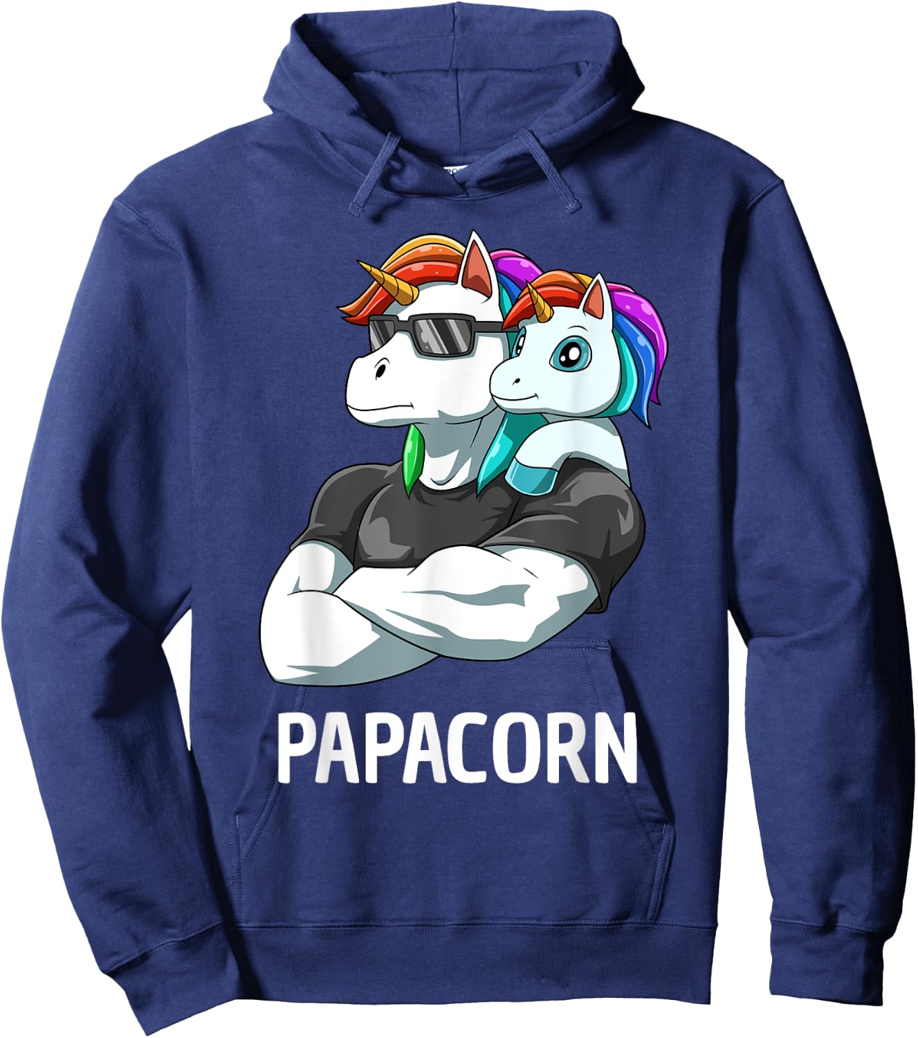 Papacorn - Father Daughter Unicorns Hoodie - Hoodie | Navy