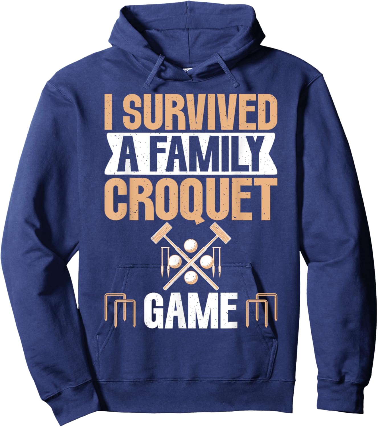 I Survived a Family Croquet Game Croquet Hoodie - Hoodie | Navy