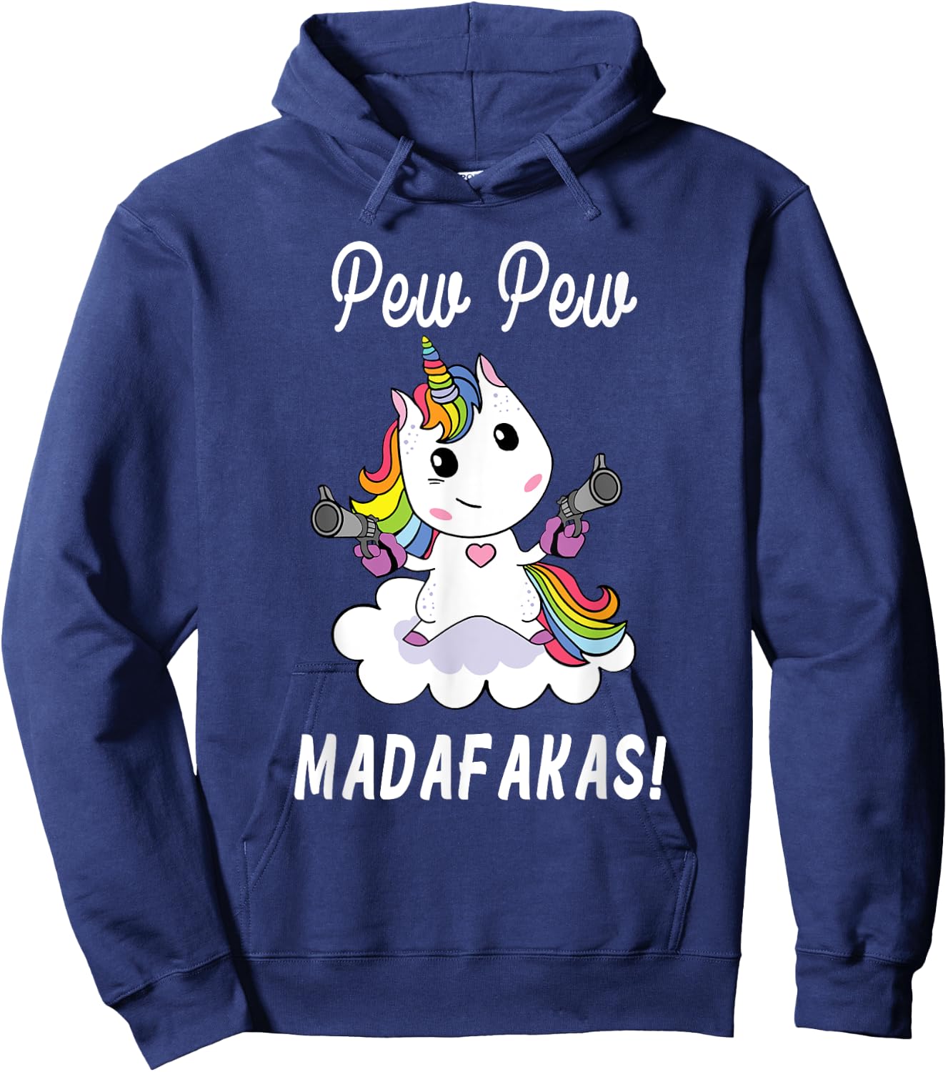 Pew Pew Madafakas Unicorn with Pistols Fantasy Hoodie - Hoodie | Navy