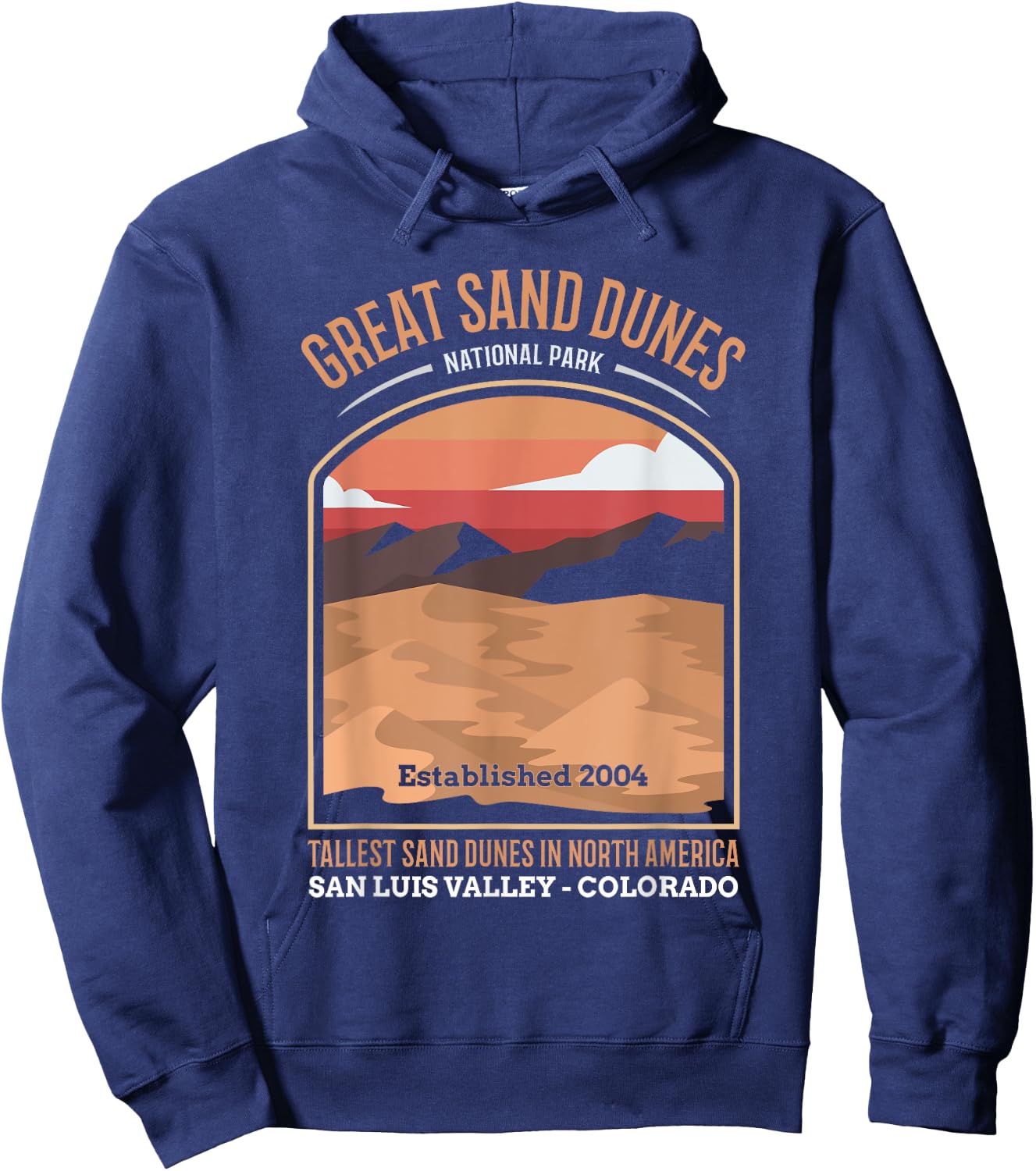Large Sand Dunes National Park US Vintage Hoodie - Hoodie | Navy