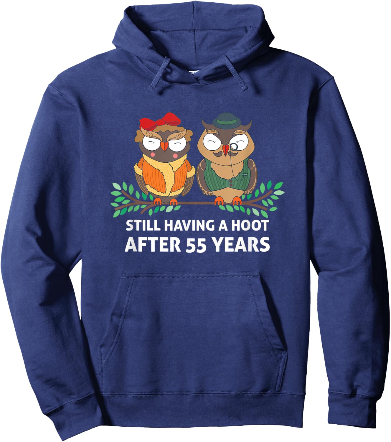 Funny 55th Wedding Anniversary Gift Couple Owls Hoodie - Hoodie | Navy
